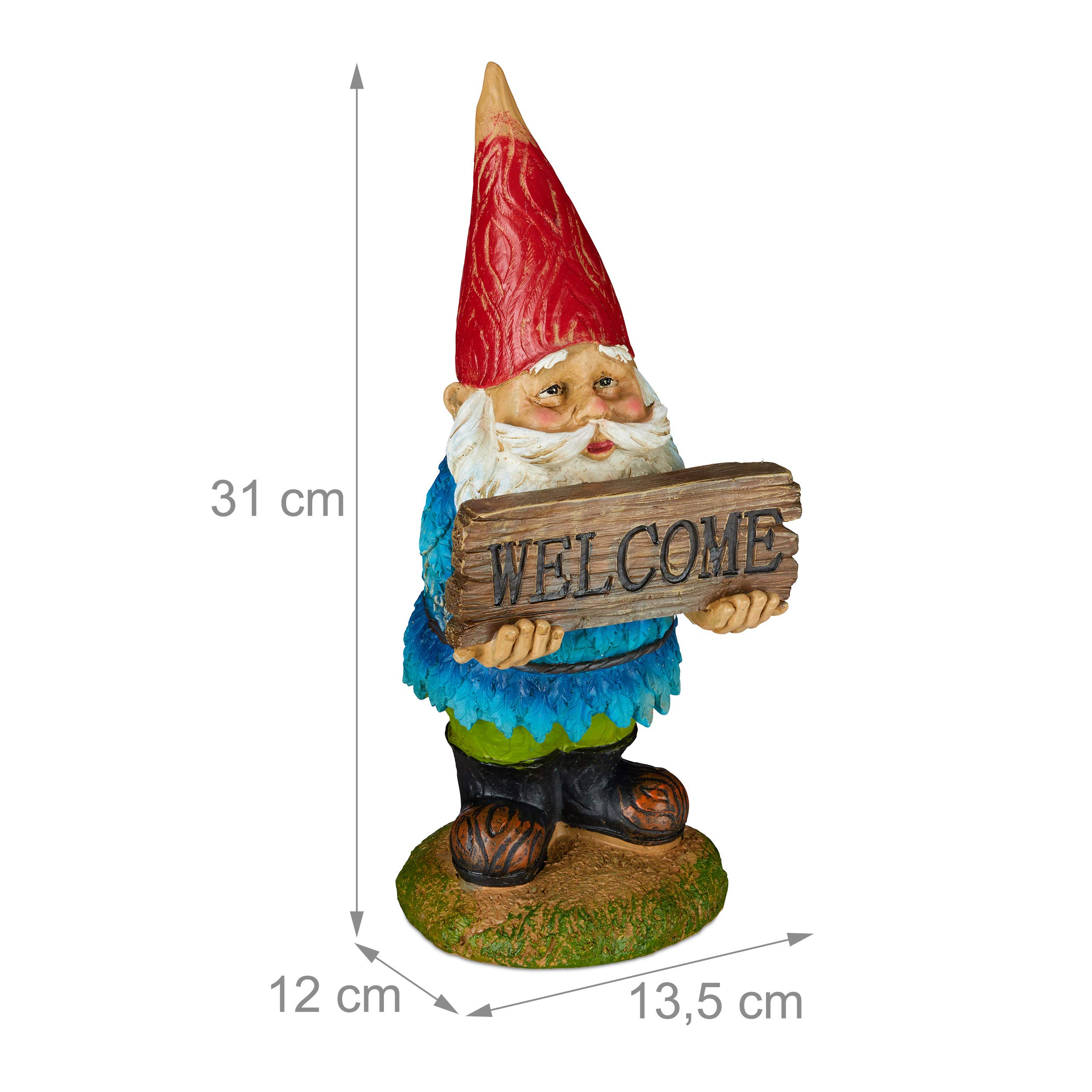 relaxdays-gartenzwerg-welcome-31-cm-bunt-wetterfester-kunststein image 4