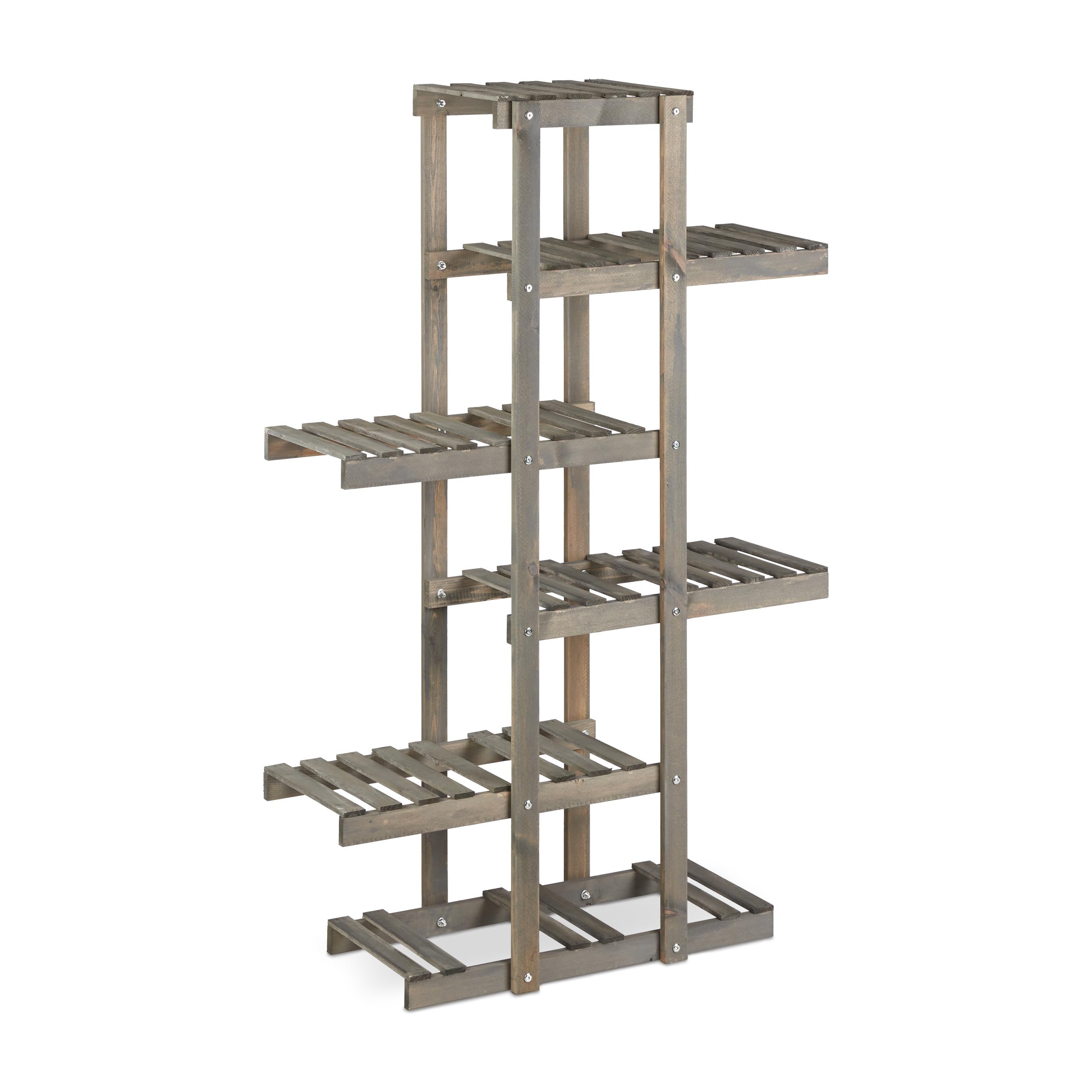 relaxdays-blumenregal-holz-5-stufig-125x81x25-cm-grau-blumentreppe-shabby image 8