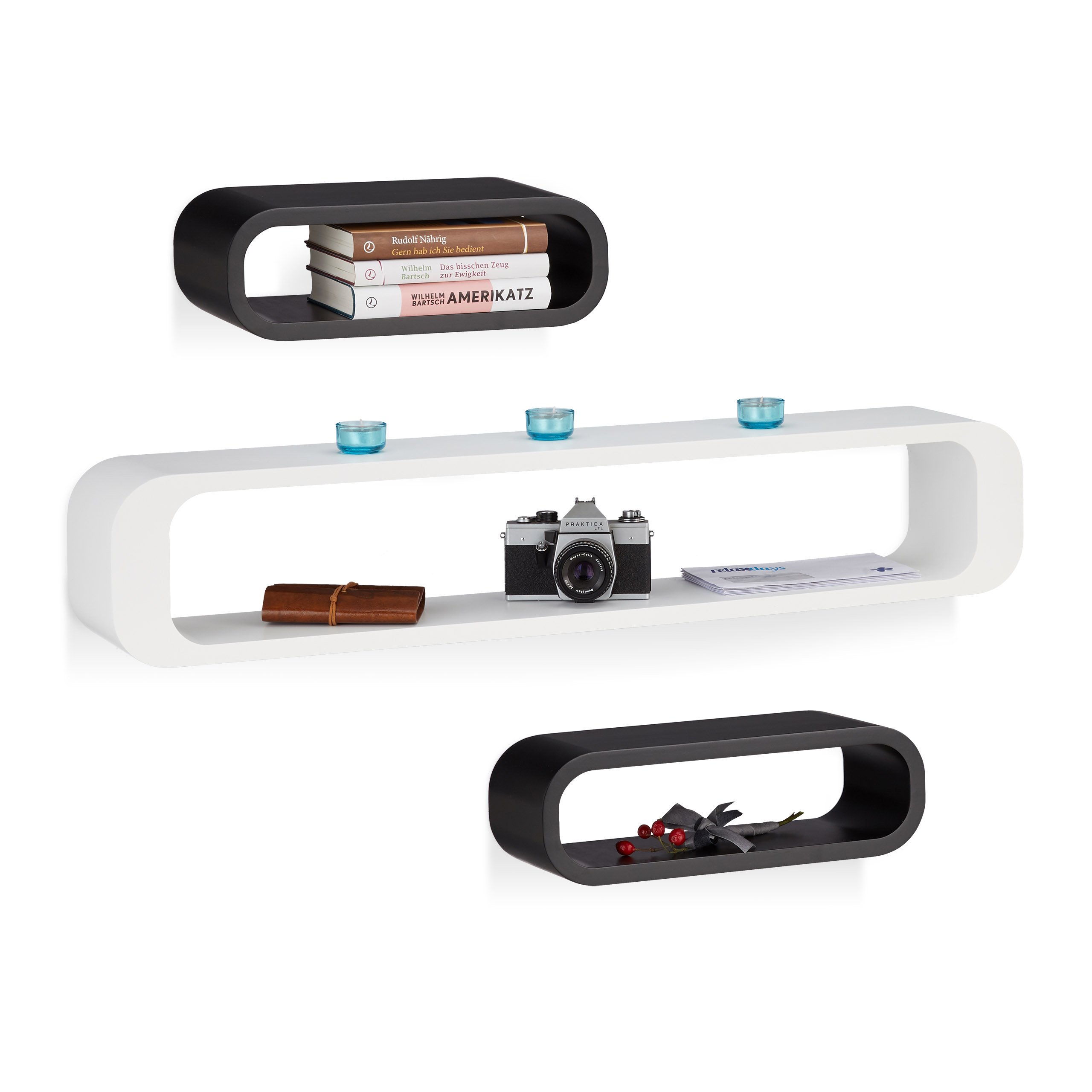 relaxdays-wandregal-lang-3er-set-wei-schwarz-bis-10-kg image 1