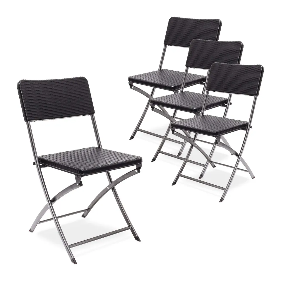 relaxdays-klappstuhl-bastian-4er-set-rattan-optik-schwarz-82-x-44-x-50-cm image 1