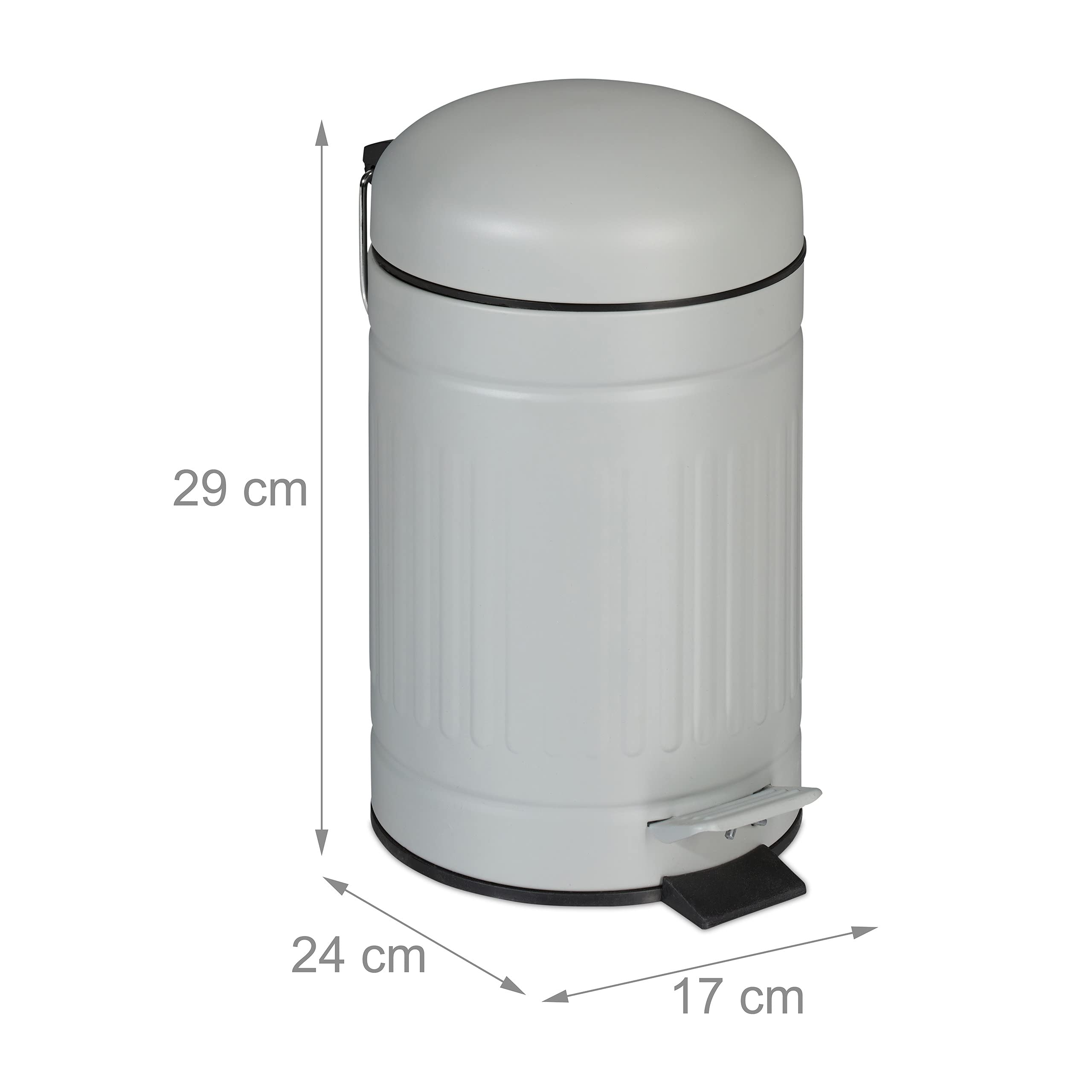 relaxdays-kosmetikeimer-3-liter-mit-absenkautomatik-treteimer-metall-hellgrau image 4
