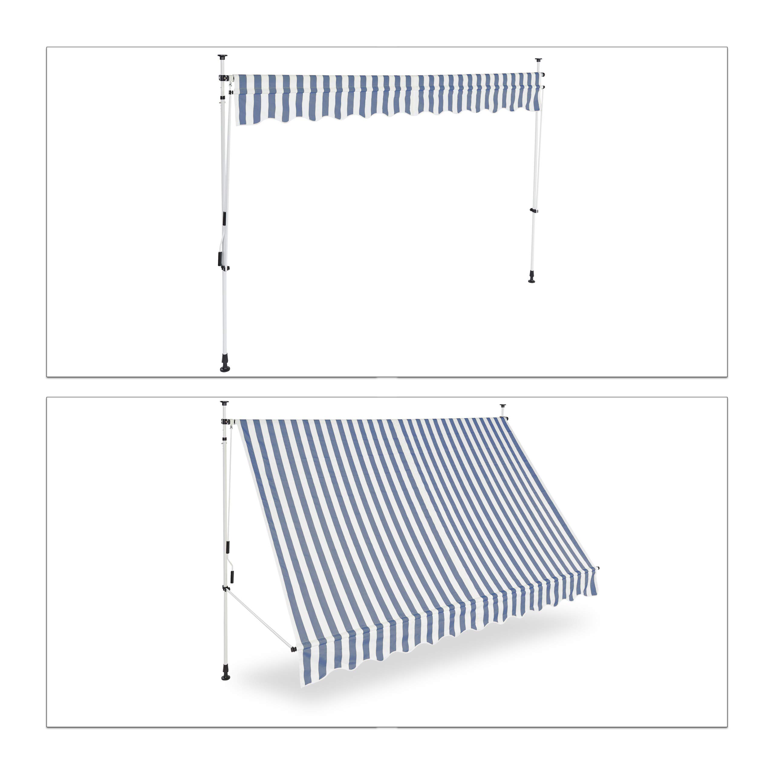 relaxdays-klemmmarkise-300-cm-fallarm-blau-gestreift-ohne-bohren image 5