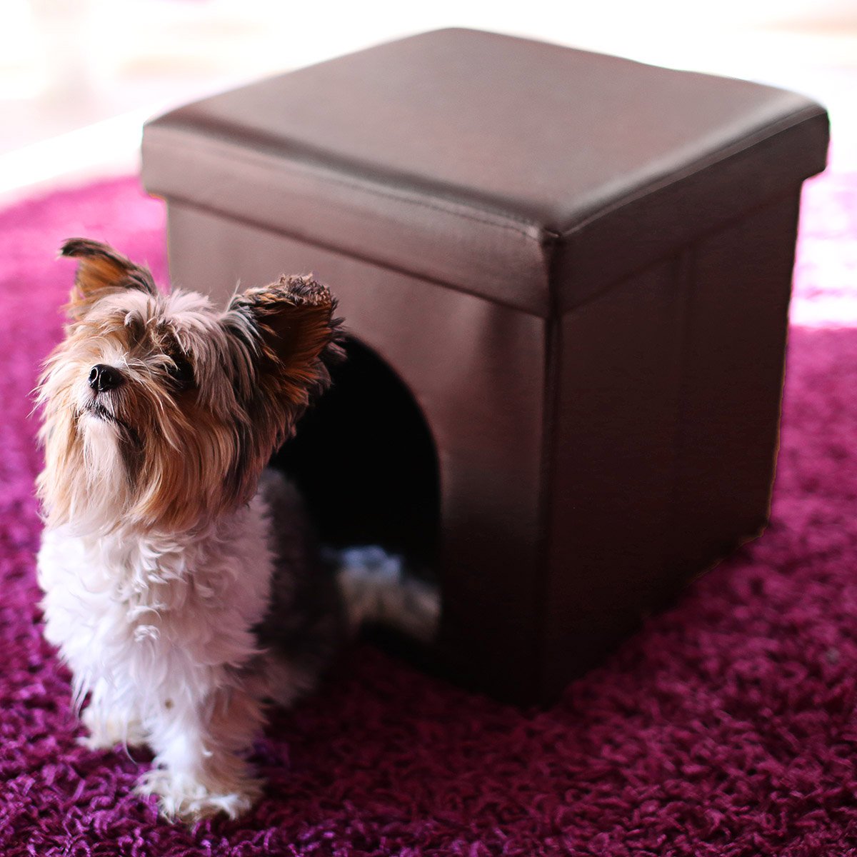 relaxdays-hundebox-sitzhocker-38-x-38-x-38-cm-tierh-hle-kunstleder-braun image 2