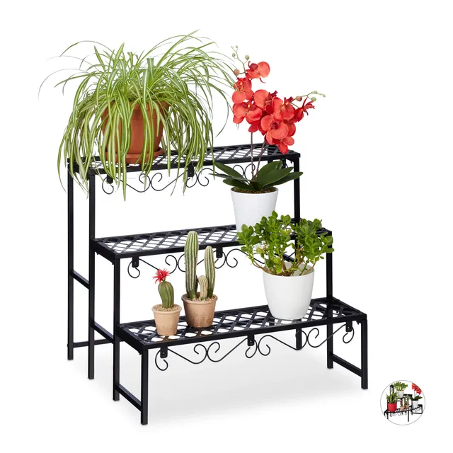relaxdays-blumentreppe-metall-3-stufig-schwarz image 1