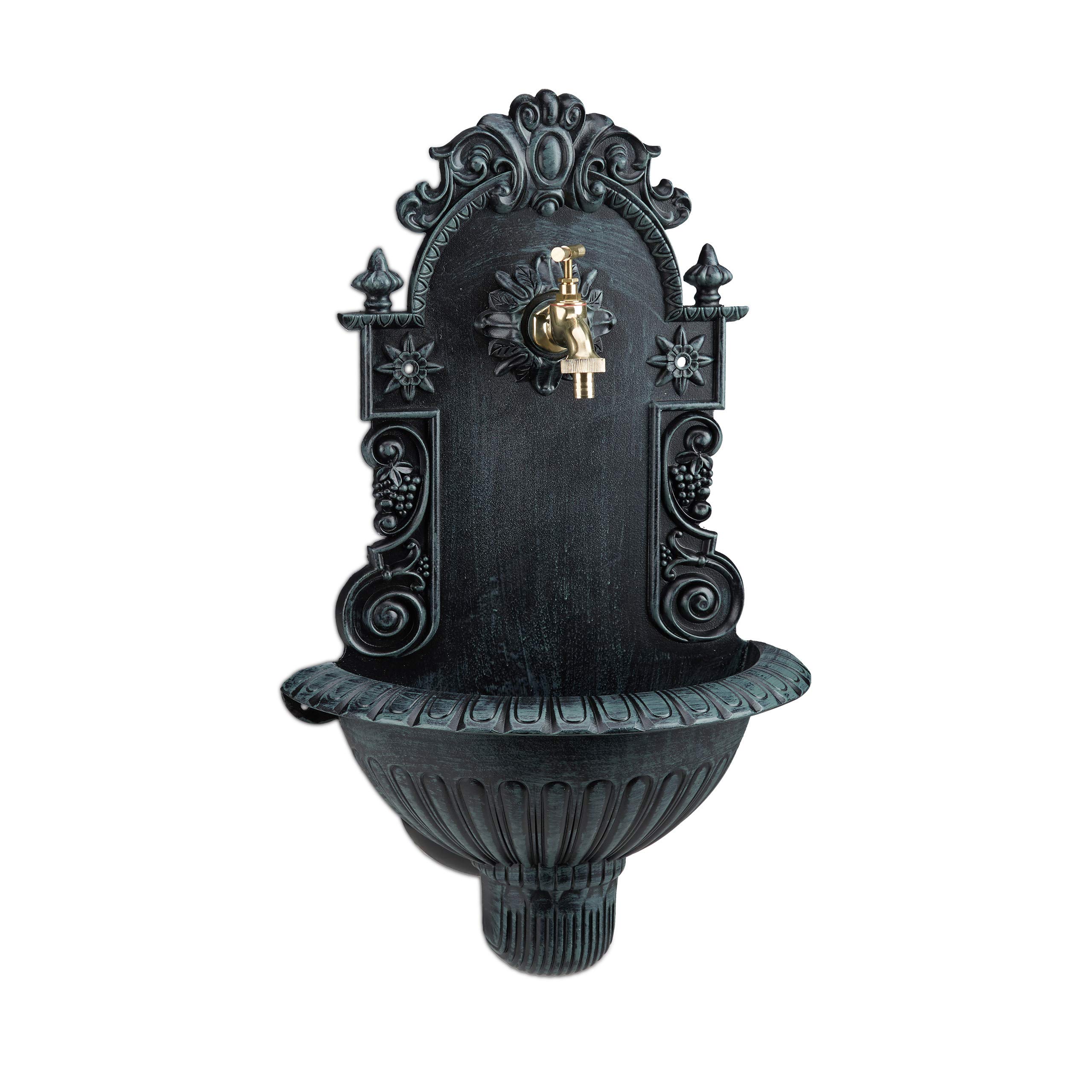relaxdays-wandbrunnen-antik-stil-62-x-38-x-20-cm-gr-n image 1