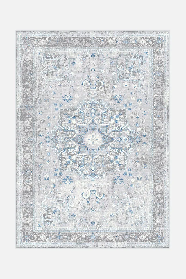 teppana-marie-vintage-teppich-waschbar-blau-gr-n-grau image 1