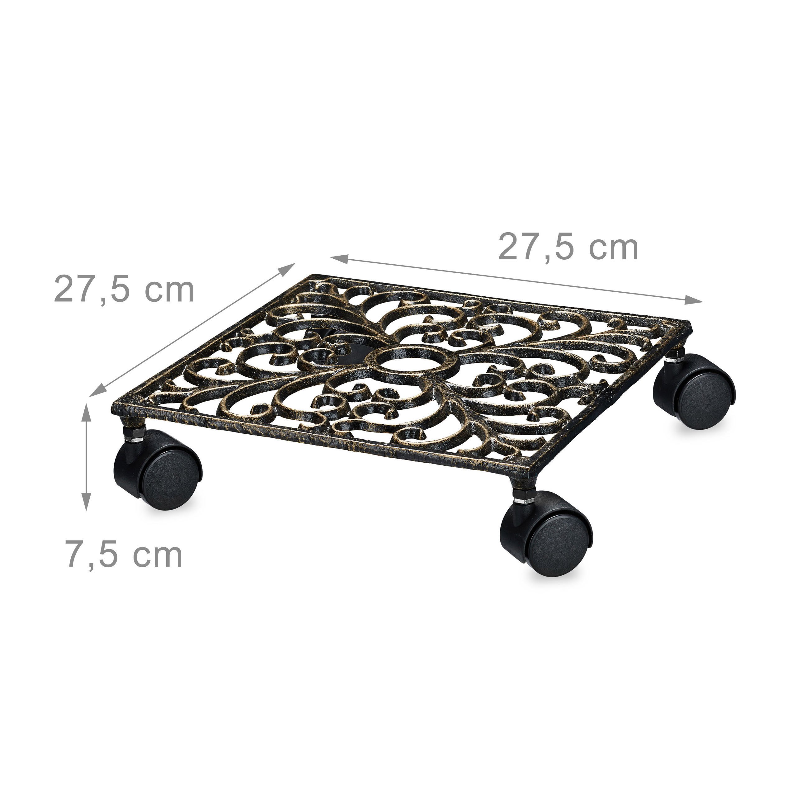 relaxdays-pflanzenroller-gusseisen-quadratisch-27-5-x-27-5-cm-bronze image 4