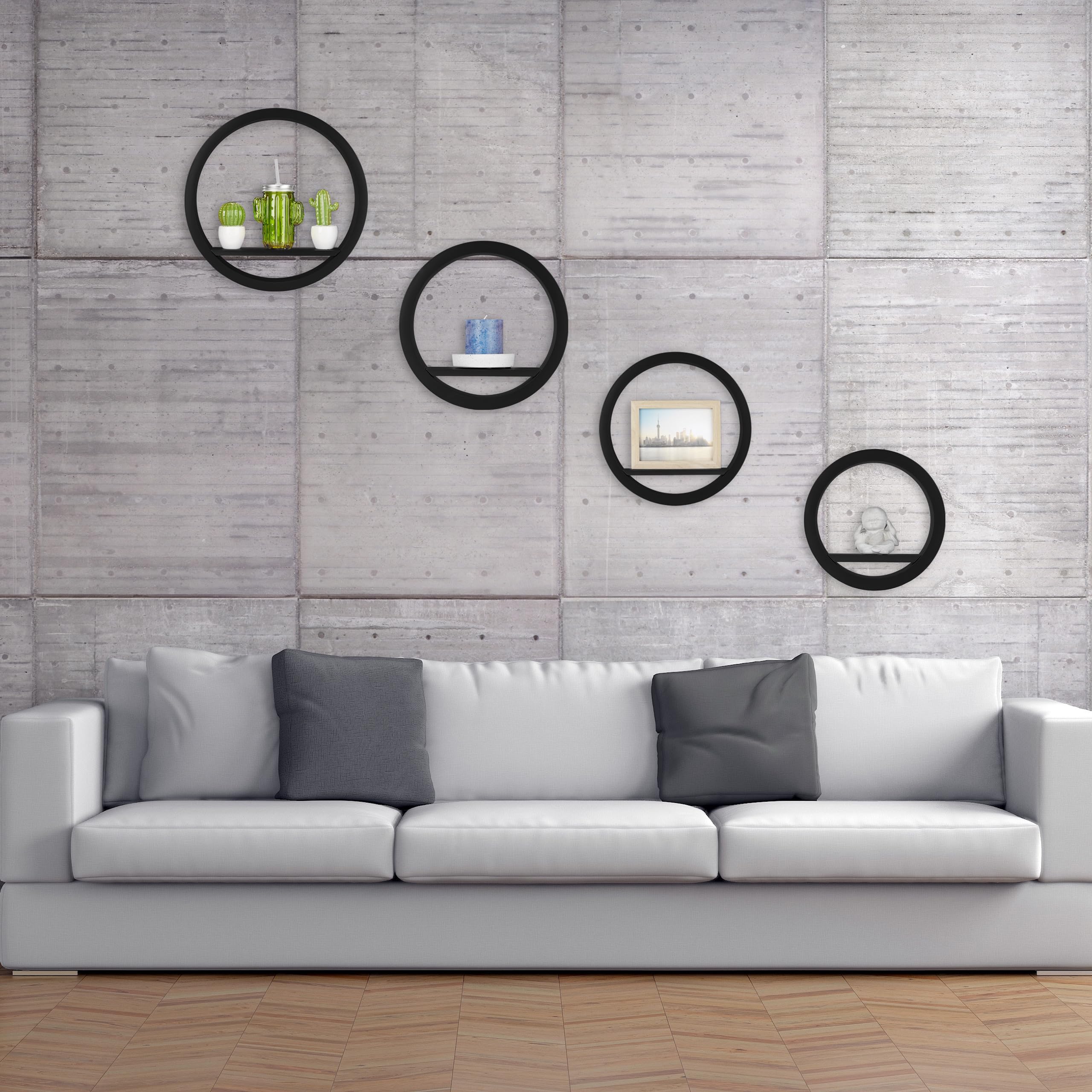 relaxdays-wandregal-rund-4er-set-mdf-wei image 5