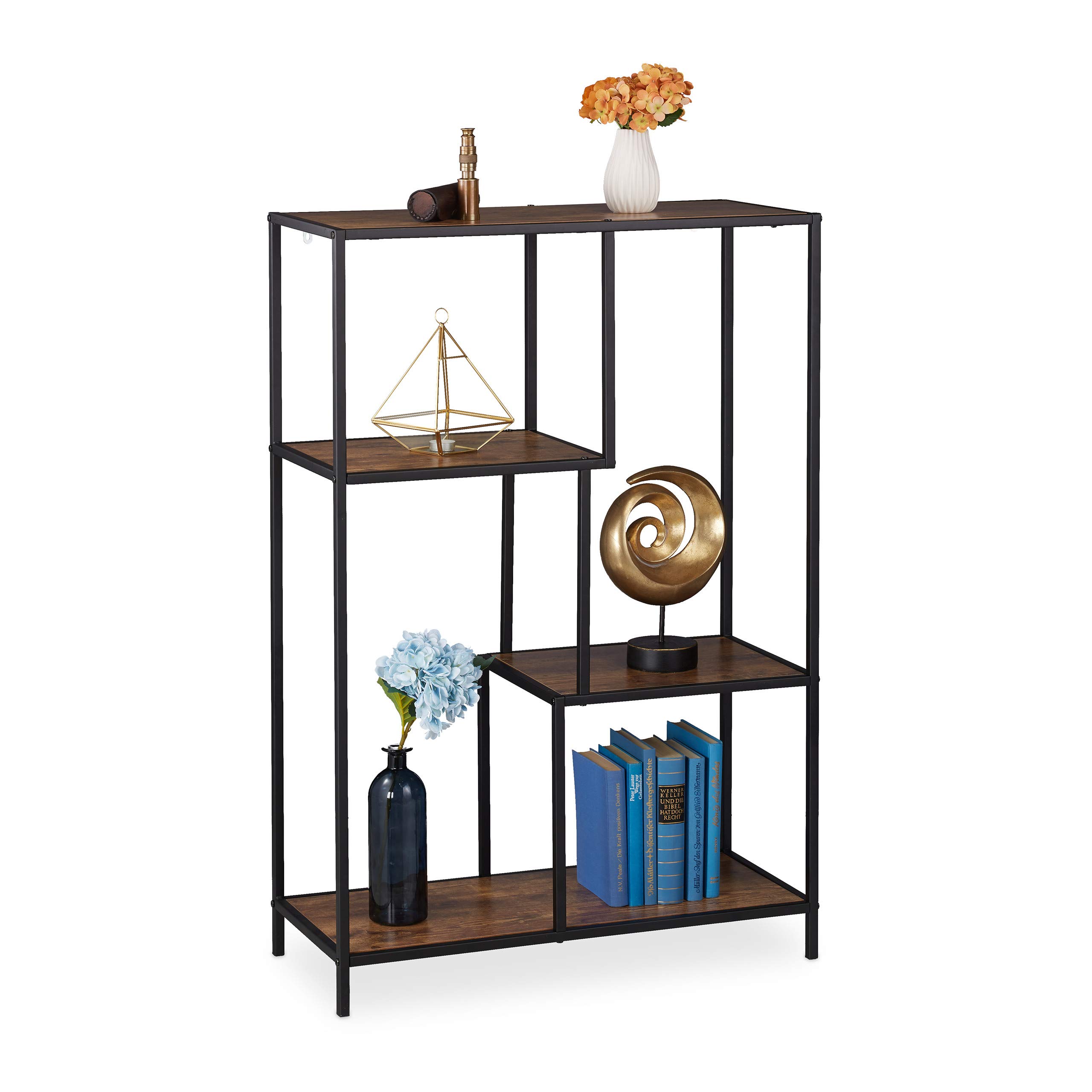 relaxdays-standregal-vintage-3-ablagen-offenes-regal-114-5-x-77-x-33-cm-braun-sc image 1