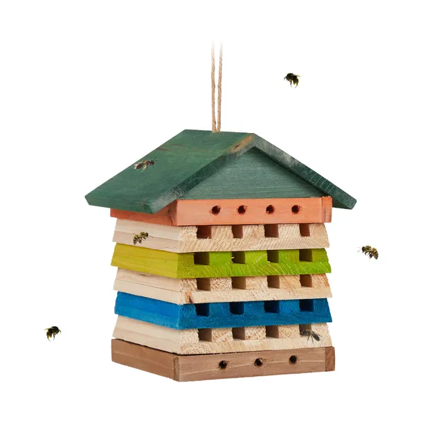 relaxdays-insektenhotel-bienenhotel-19-5-x-18-x-14-cm-bunt image 1