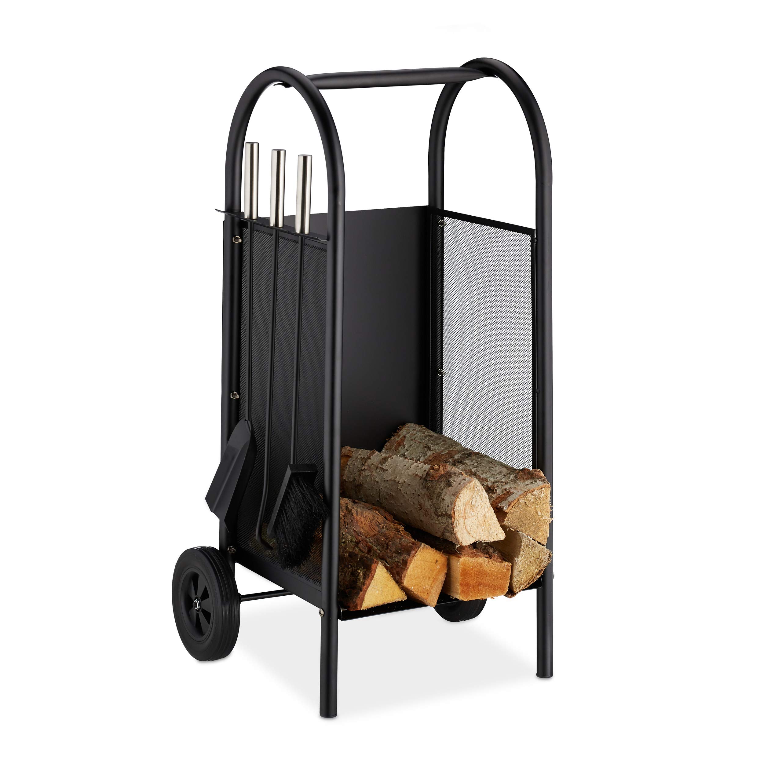 relaxdays-kaminholzwagen-mit-besteck-3-teilig-stahl-schwarz-81-x-42-x-37-cm image 1