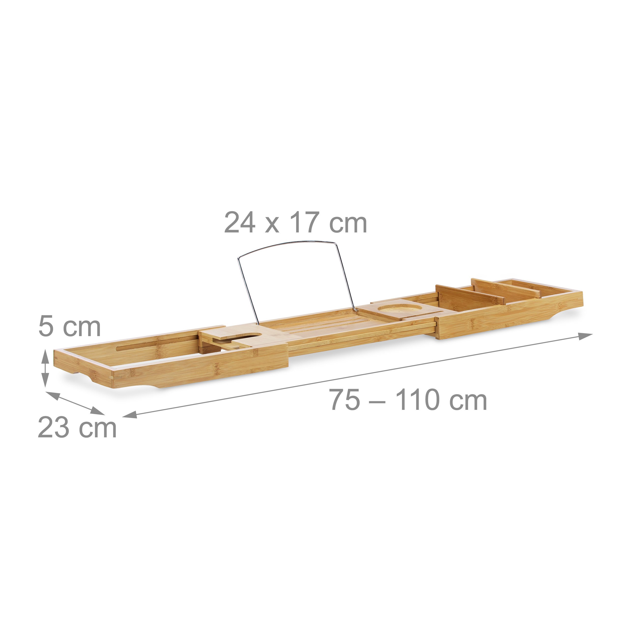 relaxdays-badewannenablage-bambus-ausziehbar-75-110-cm-natur image 2