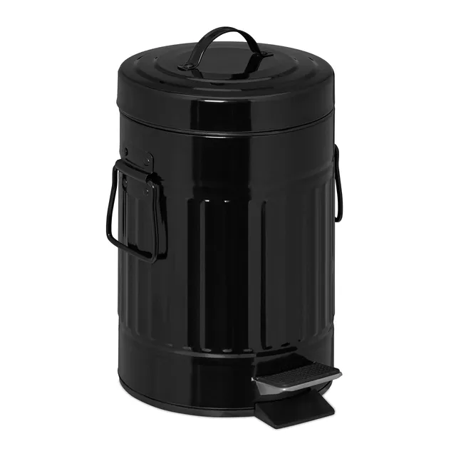 relaxdays-kosmetikeimer-3-l-metall-schwarz-mit-absenkautomatik image 1