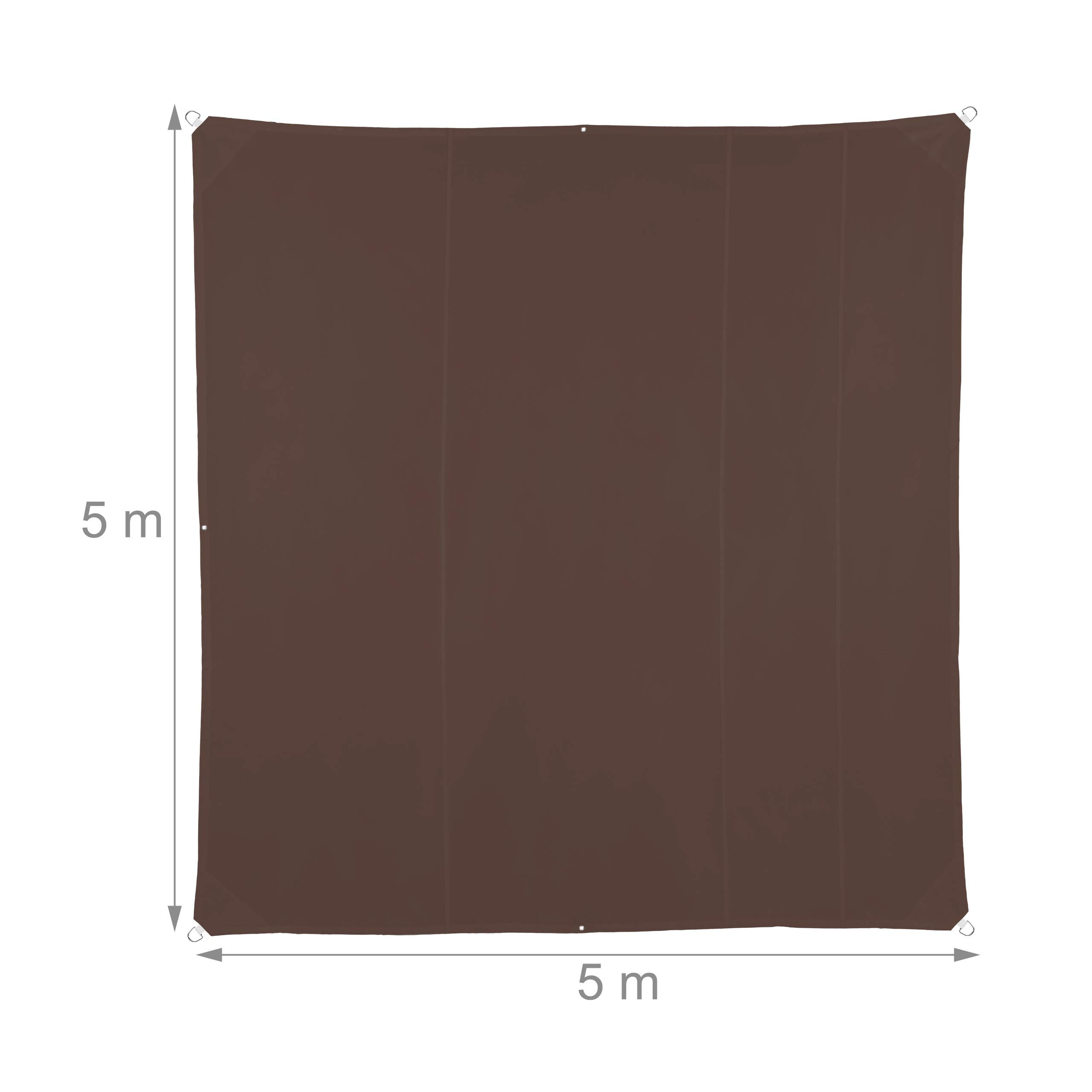 relaxdays-sonnensegel-quadratisch-5x5-m-braun-wasserabweisend-mit-uv-schutz image 4