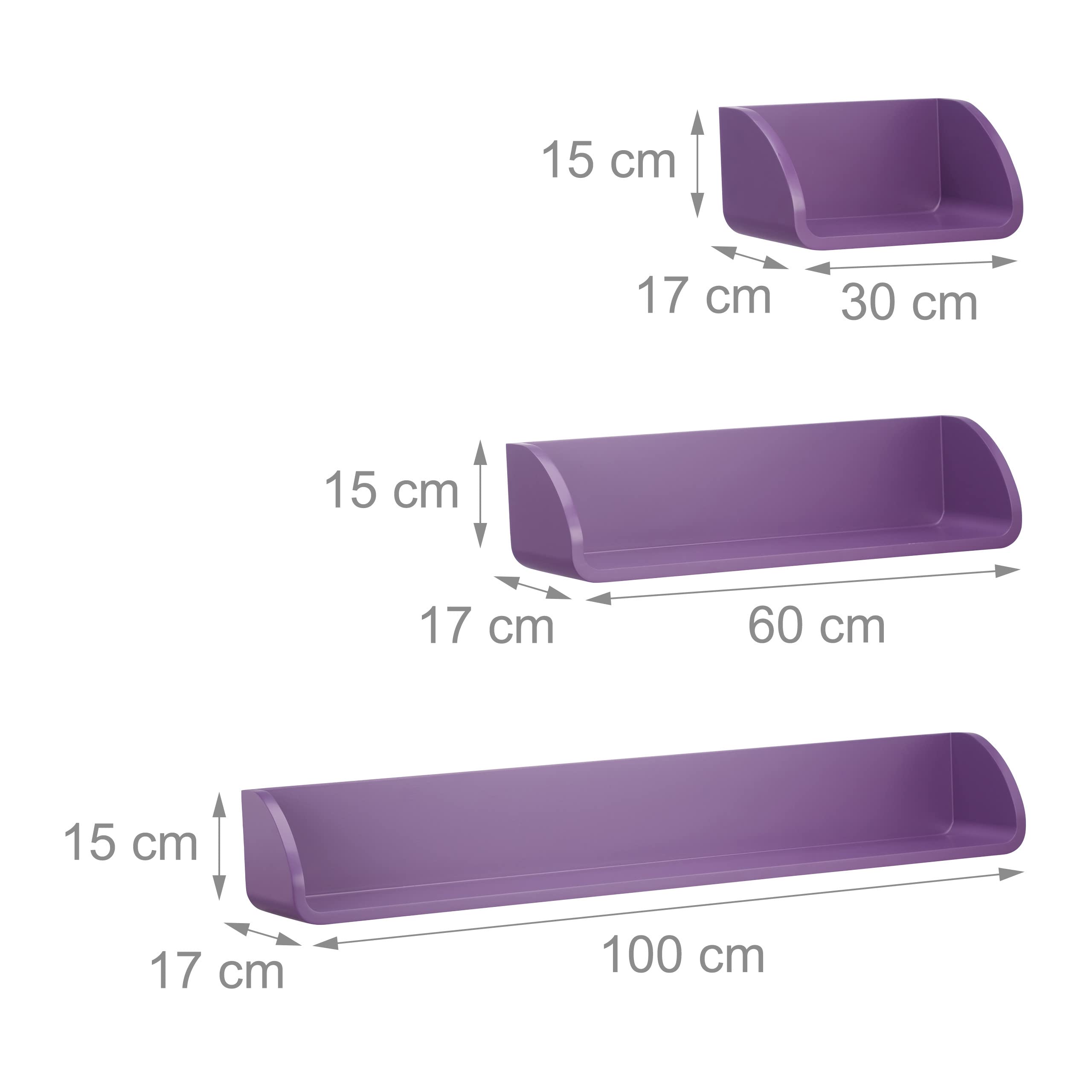 relaxdays-wandregal-3er-set-eckig-17cm-tiefe-h-ngeregal-mdf-violett image 3