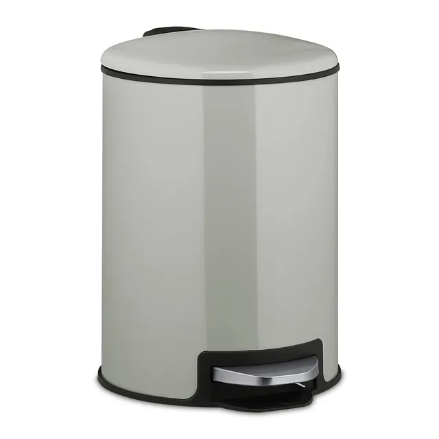 relaxdays-treteimer-5-liter-metall-hellgrau image 1