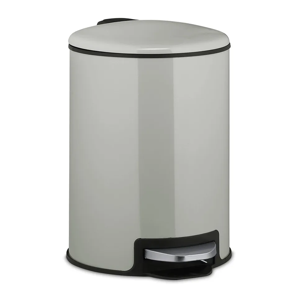 relaxdays-treteimer-5-liter-metall-hellgrau image 1