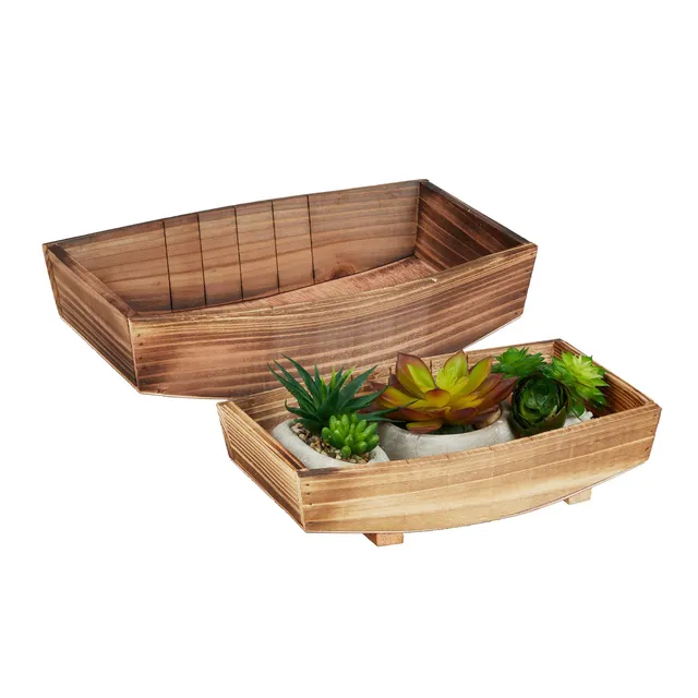relaxdays-dekoschale-2er-set-geflammtes-holz-eckig-vintage-natur image 1