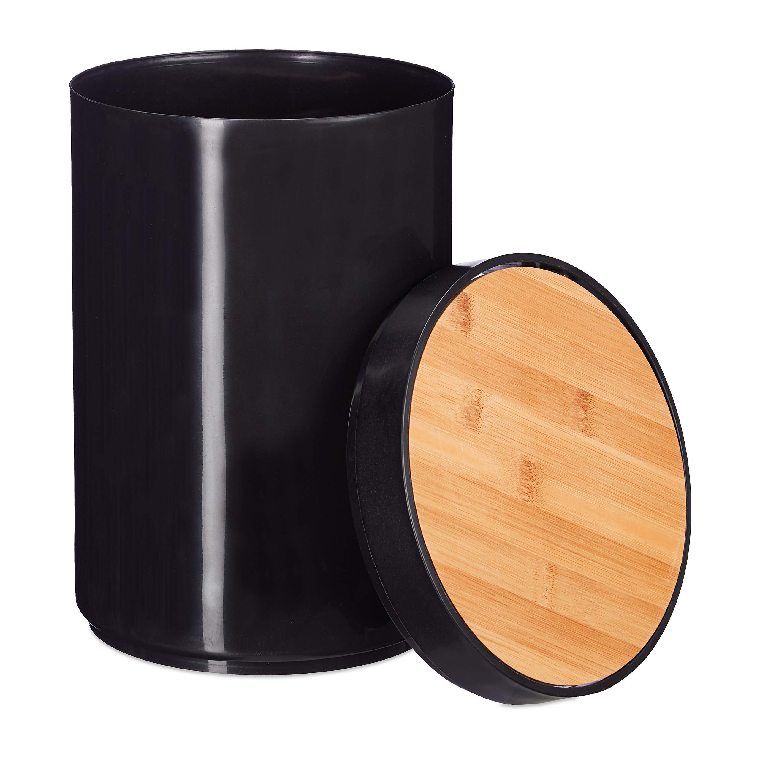 relaxdays-kosmetikeimer-bambus-schwingdeckel-5-5-l-schwarz image 7