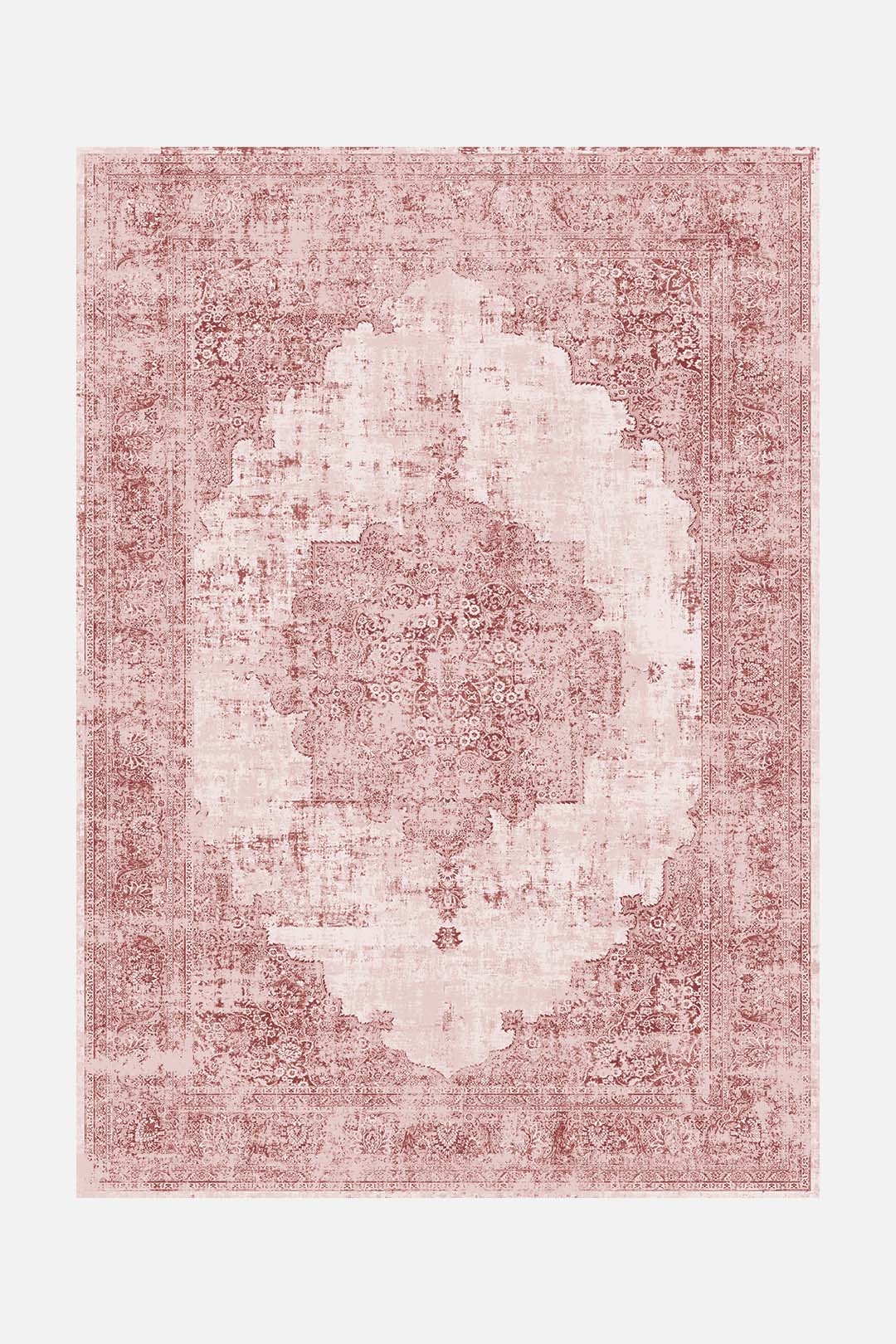 teppana-helia-granat-teppich-waschbarer-boho-perser-creme image 1
