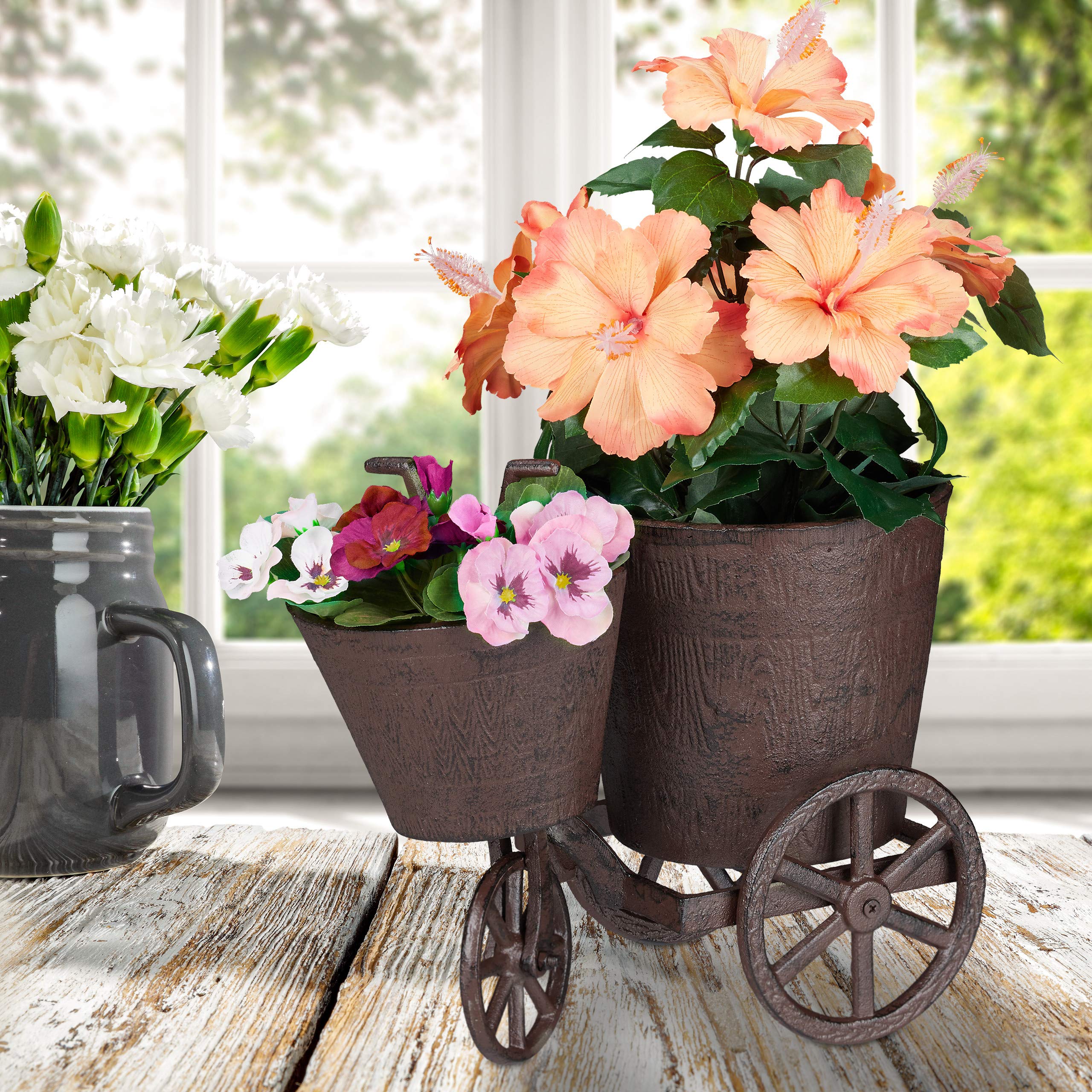 relaxdays-gartendeko-fahrrad-braun-gusseisen-mit-2-bert-pfen-26x18x32-cm image 5