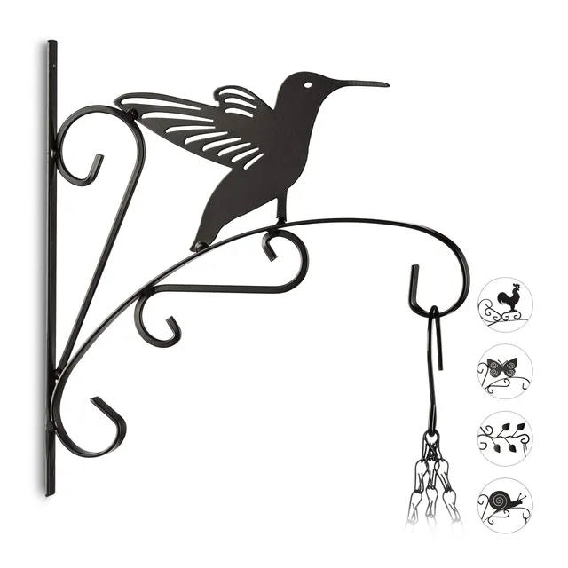 relaxdays-blumenhaken-mit-vogel-kolibri-wand-30-x-27-5-x-2-cm-schwarz image 1