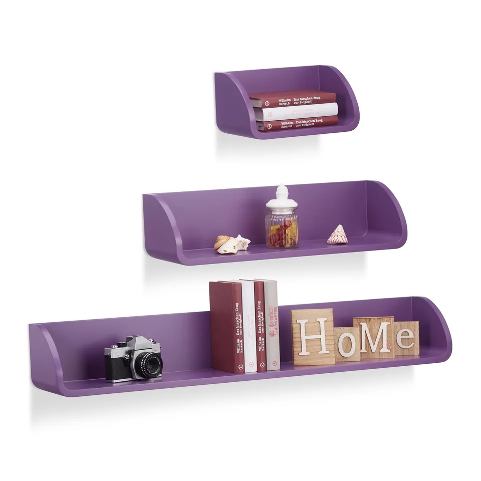 relaxdays-wandregal-3er-set-eckig-17cm-tiefe-h-ngeregal-mdf-violett image 1