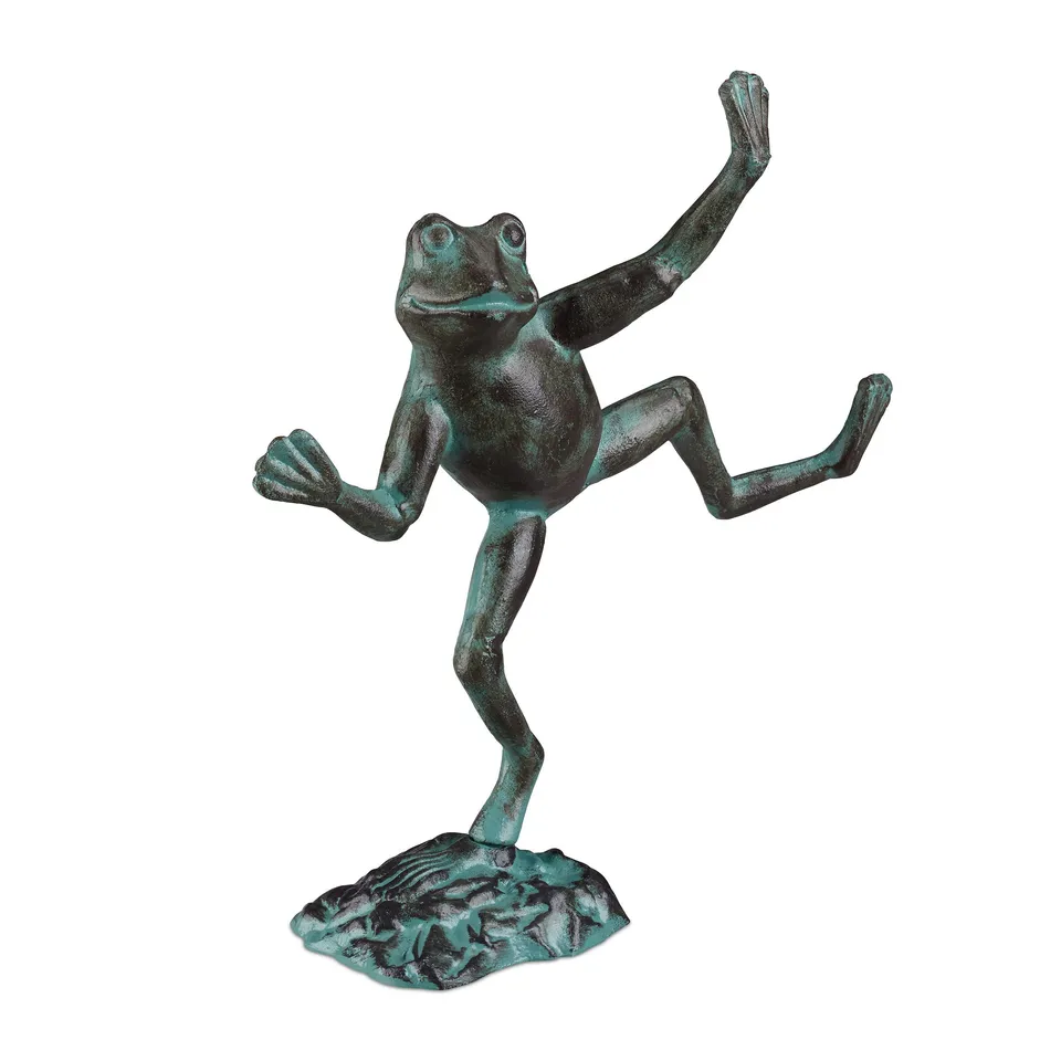 relaxdays-gartenfigur-frosch-gr-e-l-aus-gusseisen-gr-n image 1