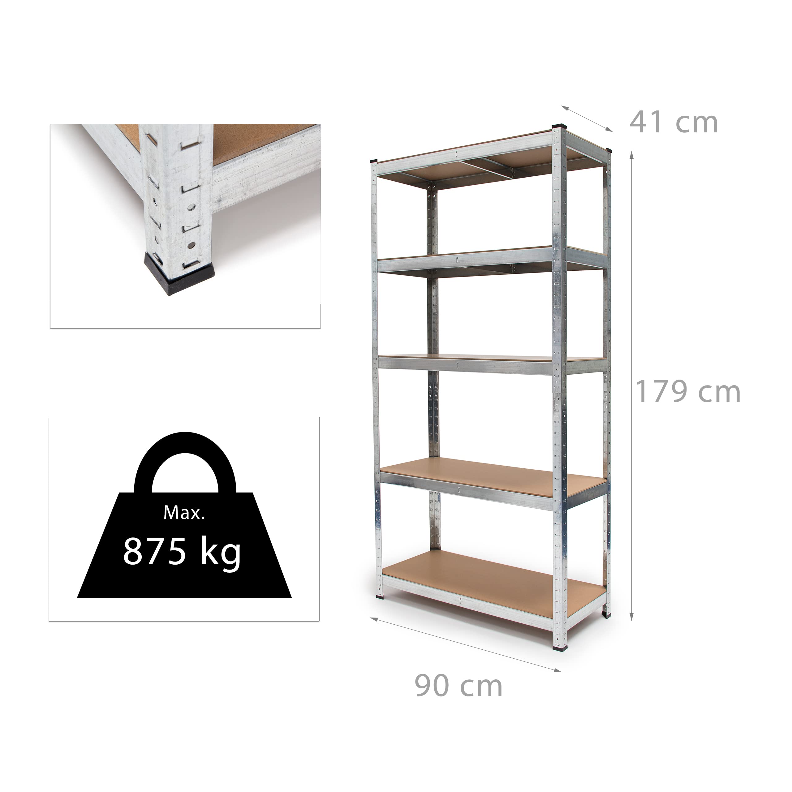 relaxdays-schwerlastregal-180-x-90-x-40-cm-verzinkter-stahl-875-kg-silber image 3