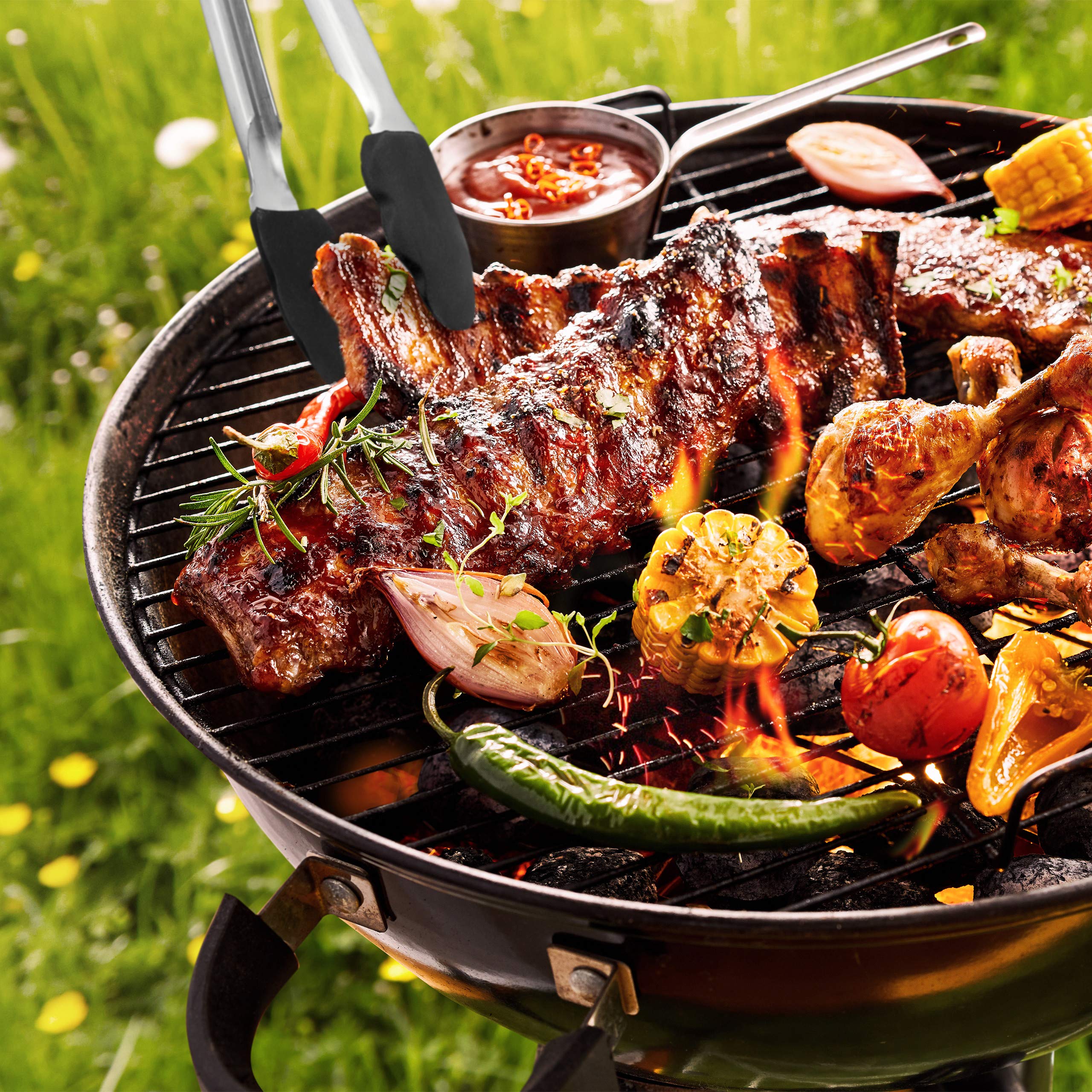 relaxdays-grillzange-2er-set-27-34-cm-rot-silikon-edelstahl image 5