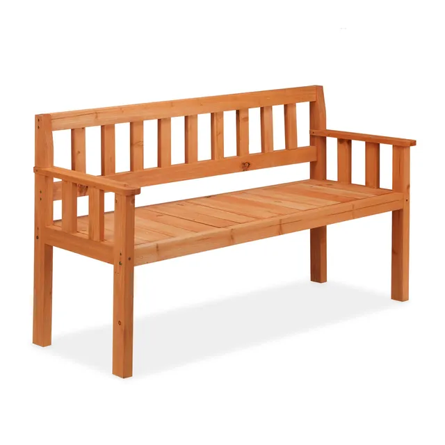 relaxdays-gartenbank-3-sitzer-tannenholz-orange-143-5-cm image 1