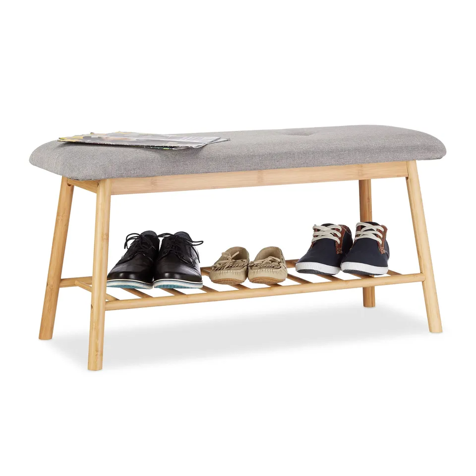 relaxdays-schuhbank-bambus-2-personen-44x90x34-cm-natur-grau image 1