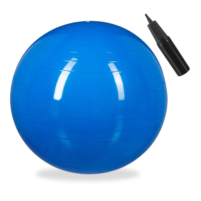 relaxdays-gymnastikball-fitnessball-55-cm-blau-mit-luftpumpe image 1