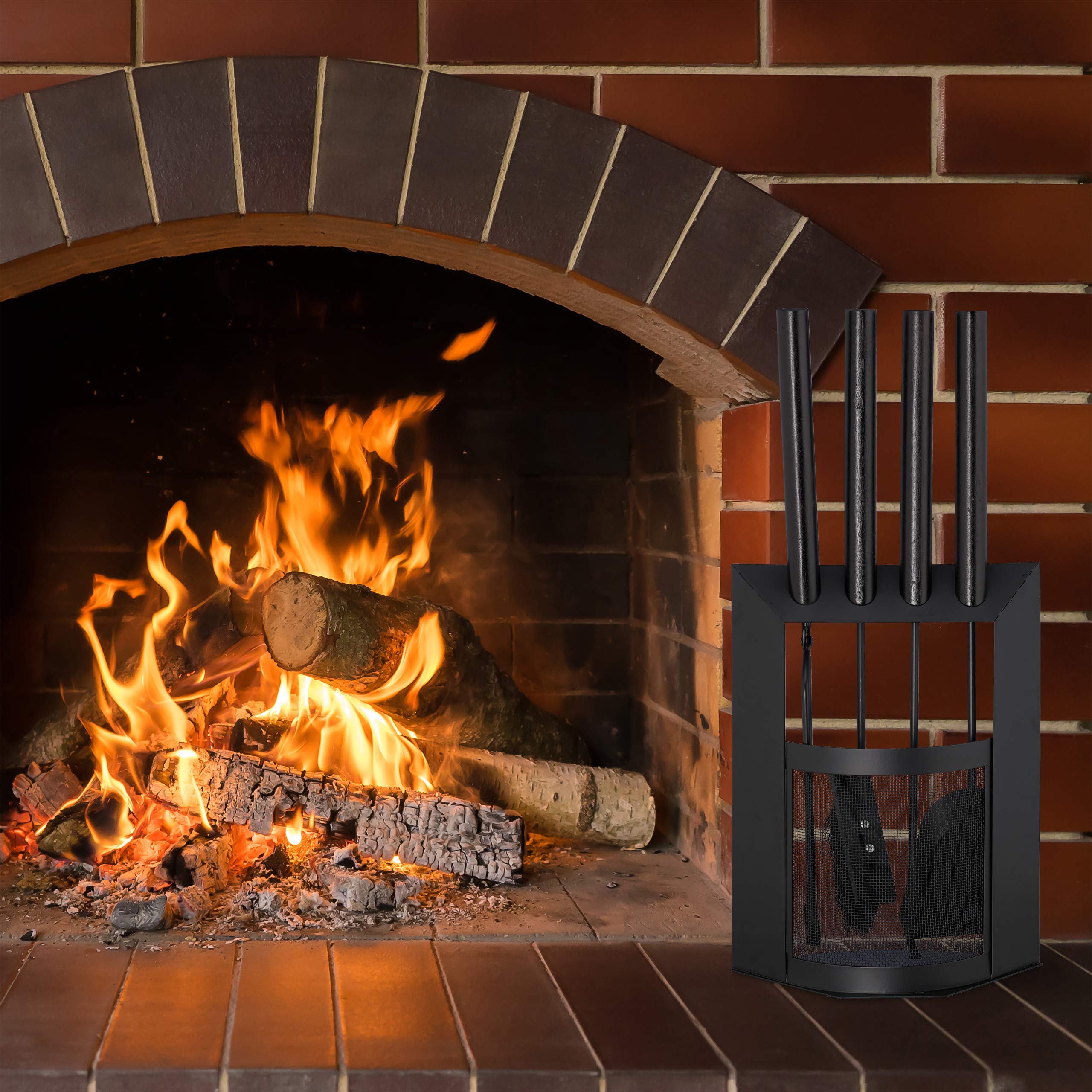 relaxdays-kaminbesteck-5-teilig-holzgriffe-schwarz-stahl image 2
