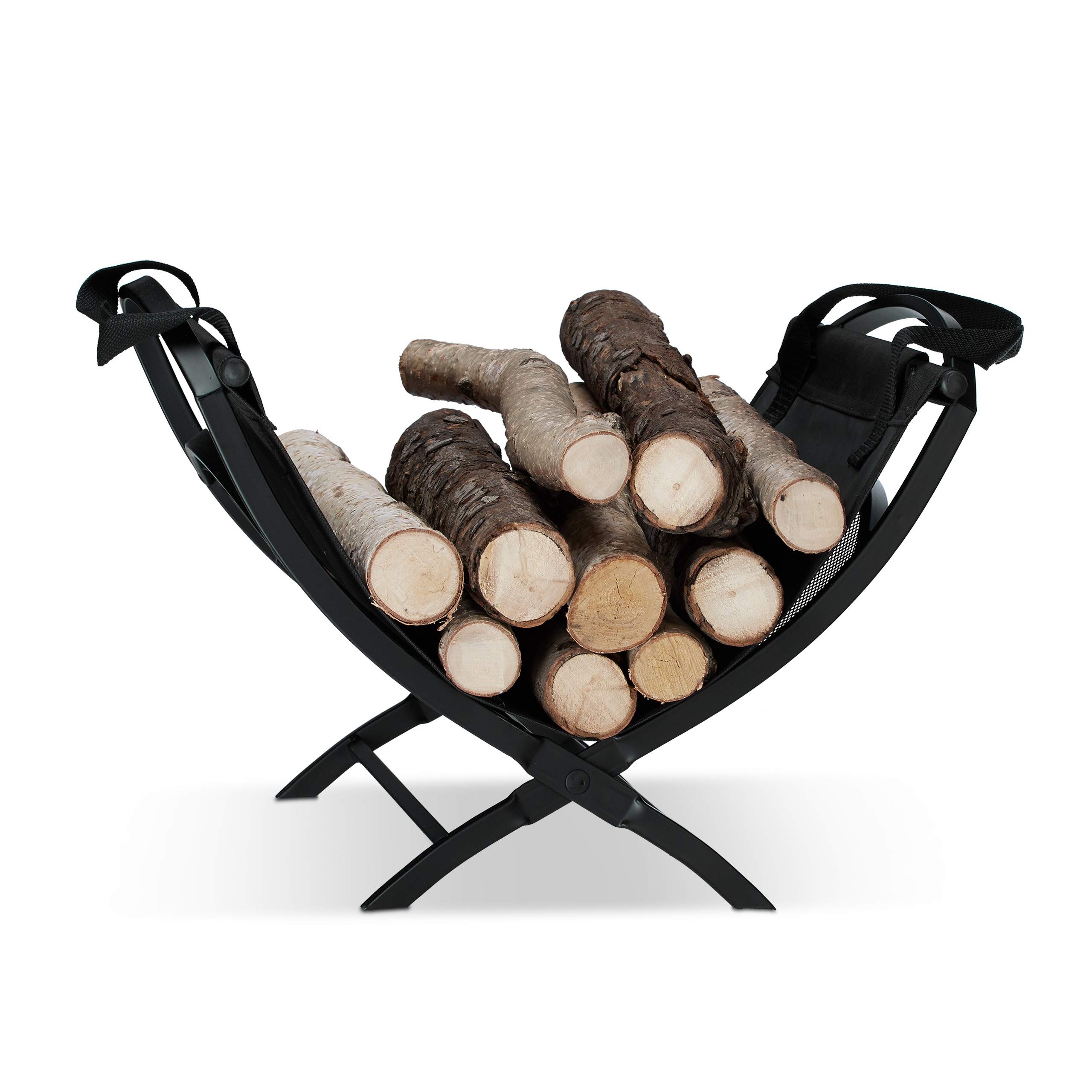 relaxdays-kaminholzkorb-stahl-faltbar-40-l-mit-tasche-schwarz image 1