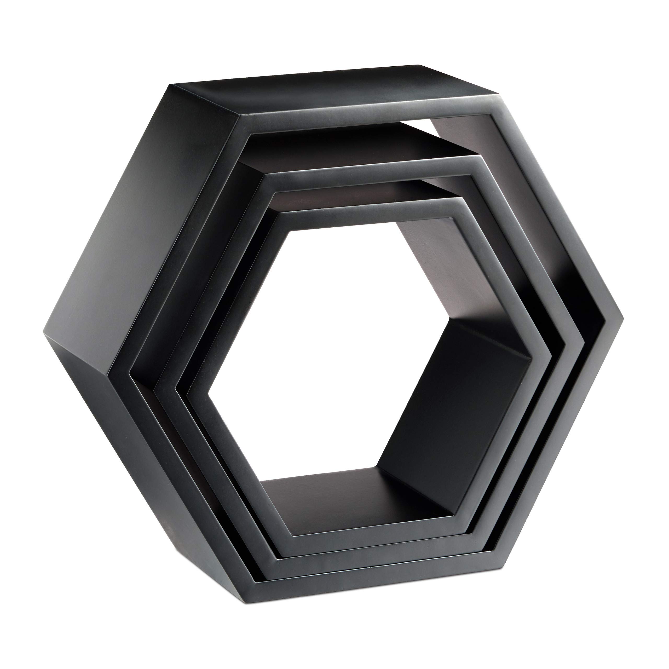 relaxdays-wandregale-sechseckig-3er-set-h-ngeregal-mdf-schwarz image 4