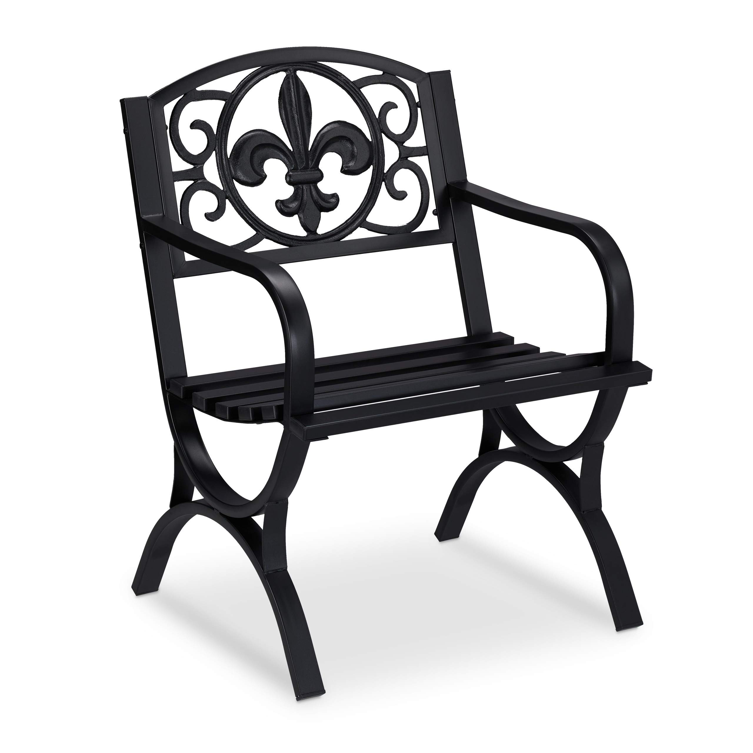 relaxdays-gartenstuhl-vintage-metall-mit-armlehnen-schwarz image 1