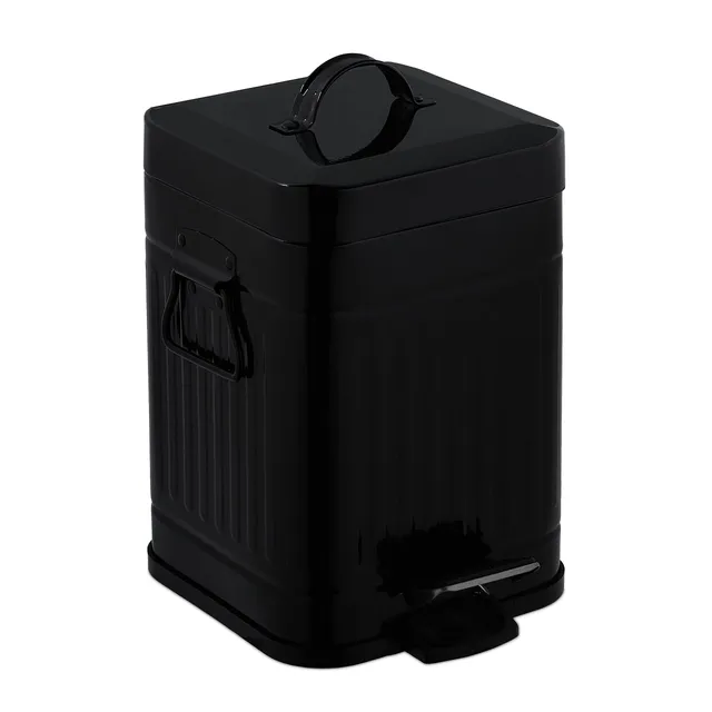 relaxdays-kosmetikeimer-3-liter-treteimer-eckig-schwarz-mit-soft-close image 1
