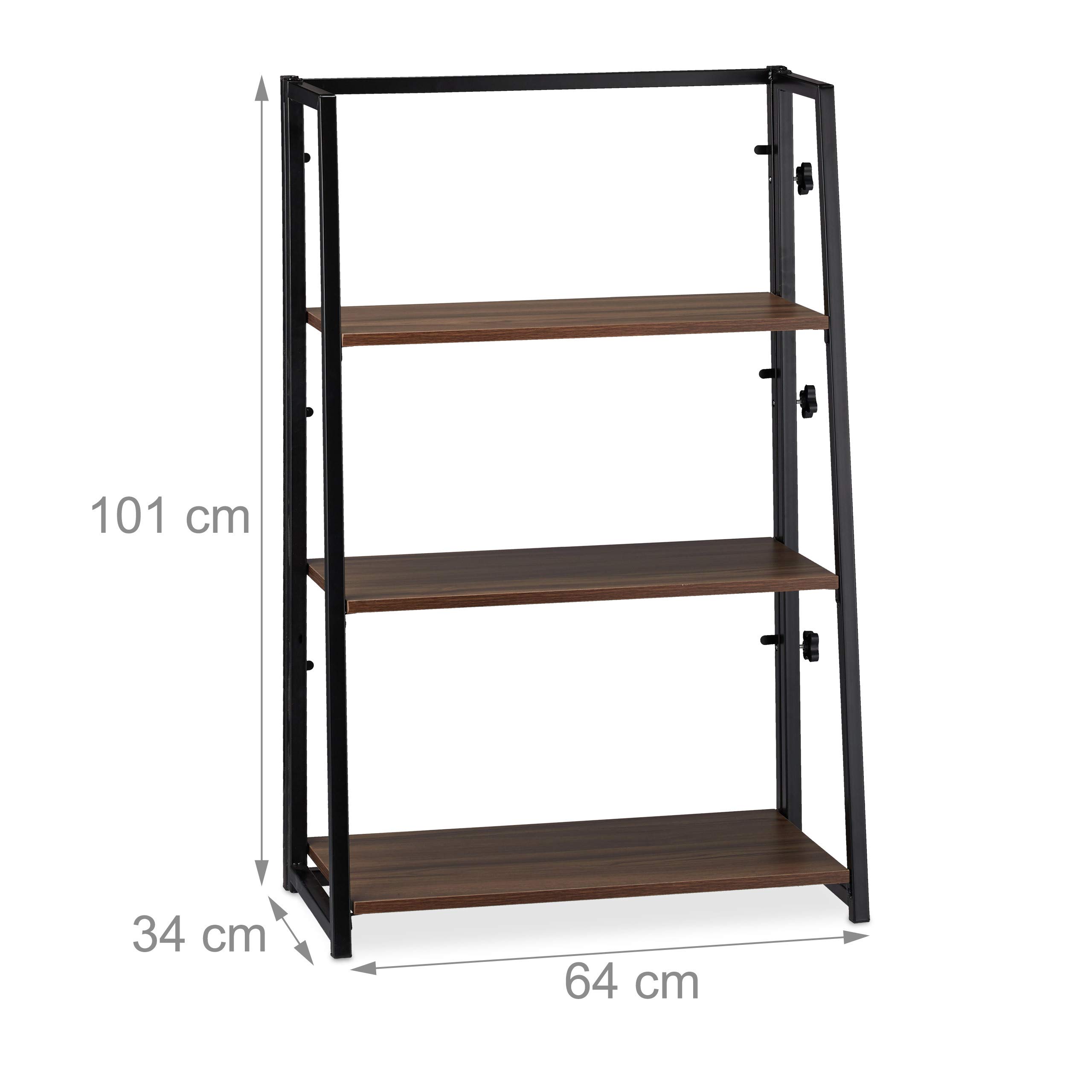 relaxdays-klappregal-standregal-3-ablagen-101x64x34-cm-eisen-holz-braun-schwarz image 3