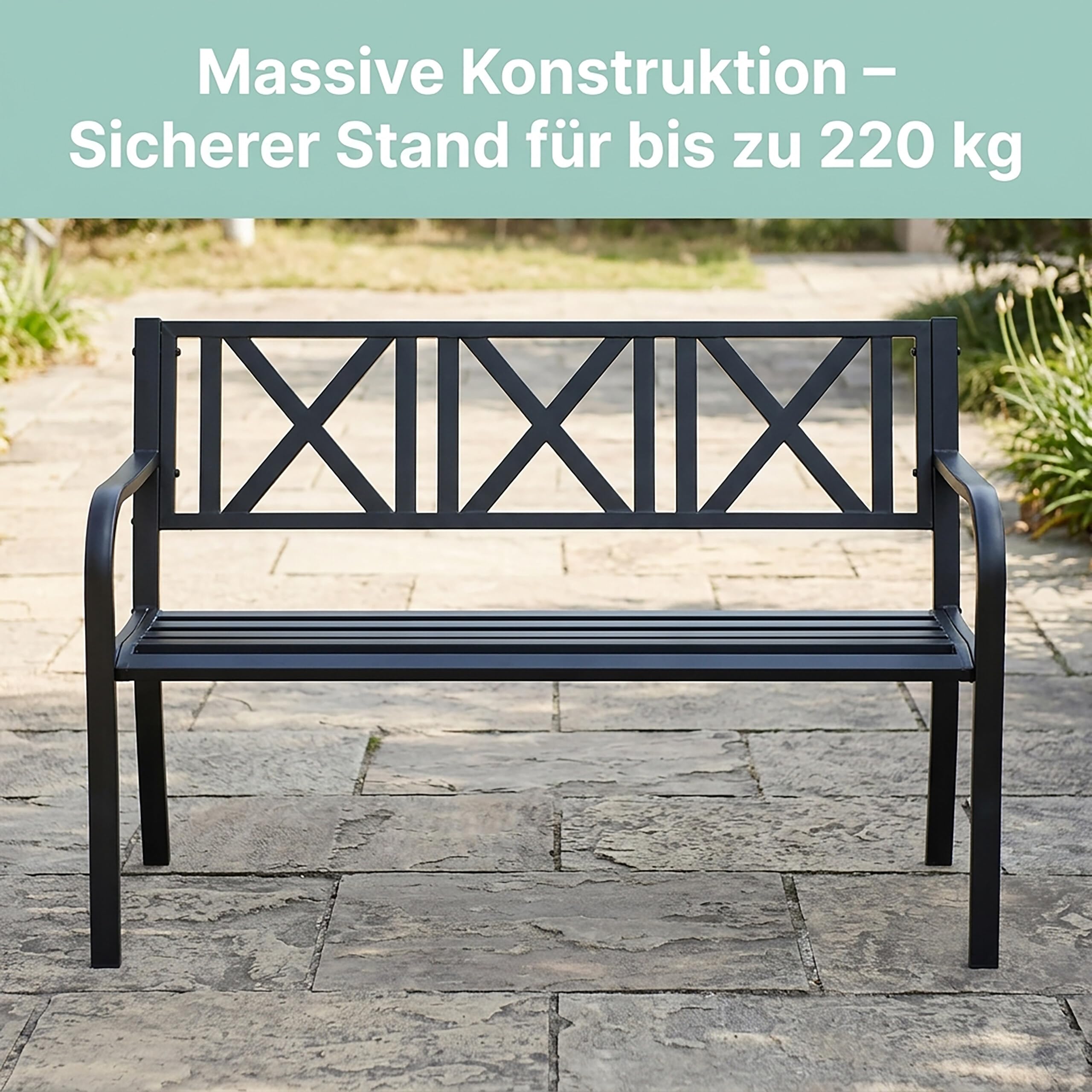 relaxdays-gartenbank-metall-2-sitzer-81-x-127-x-56-cm-schwarz image 6