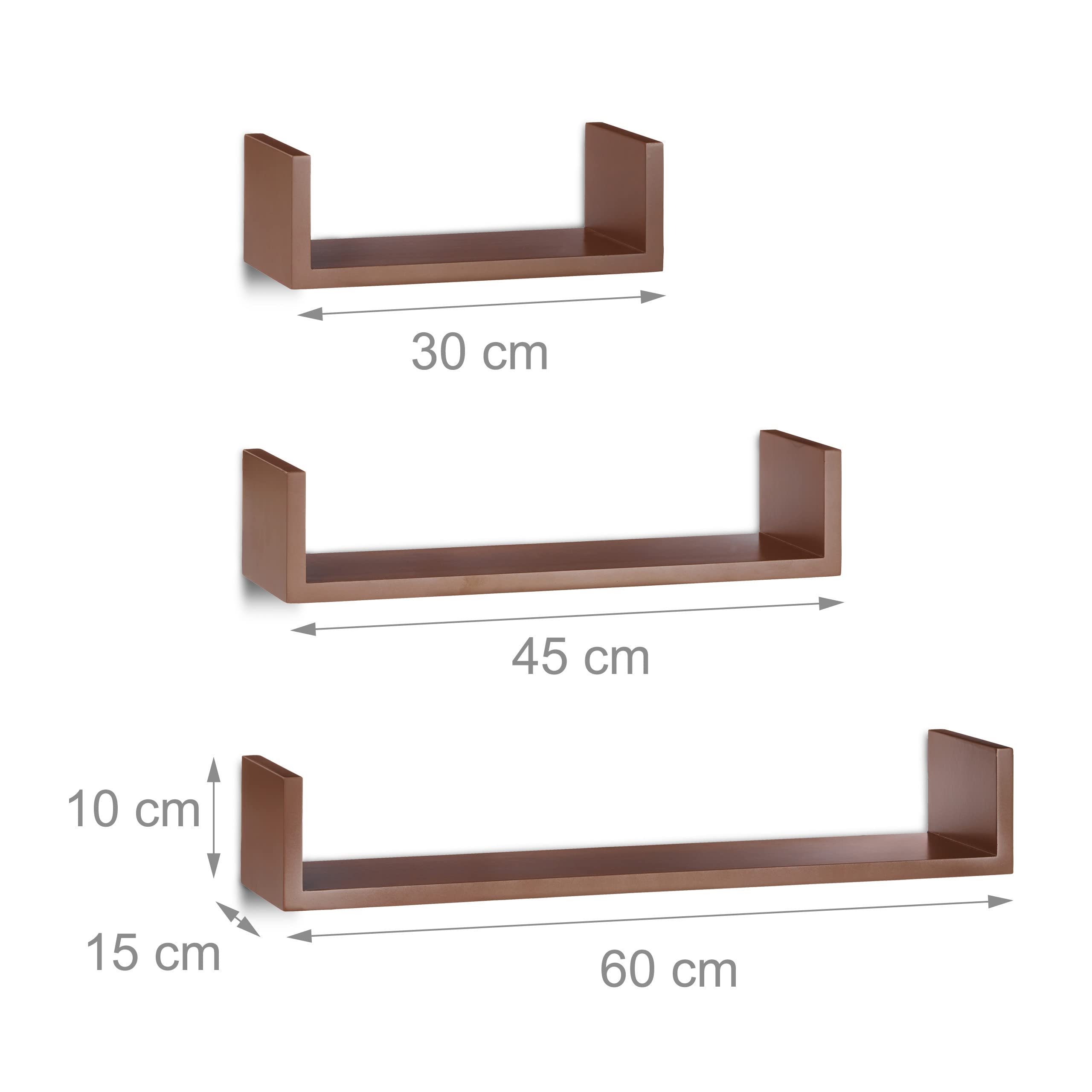 relaxdays-wandregal-u-form-3er-set-15cm-tiefe-h-ngeregal-mdf-braun image 3