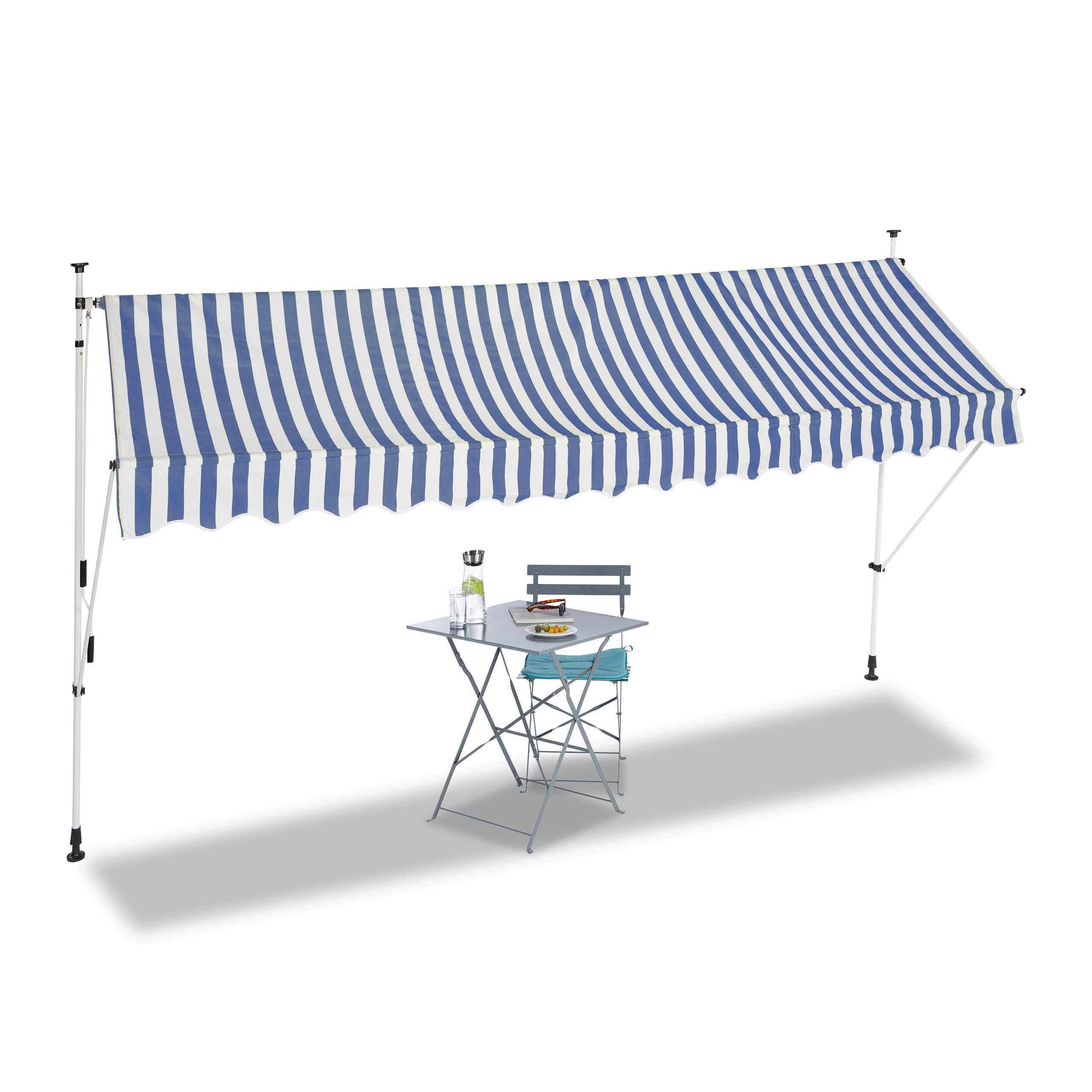 relaxdays-klemmmarkise-400-cm-blau-gestreift-ohne-bohren image 1