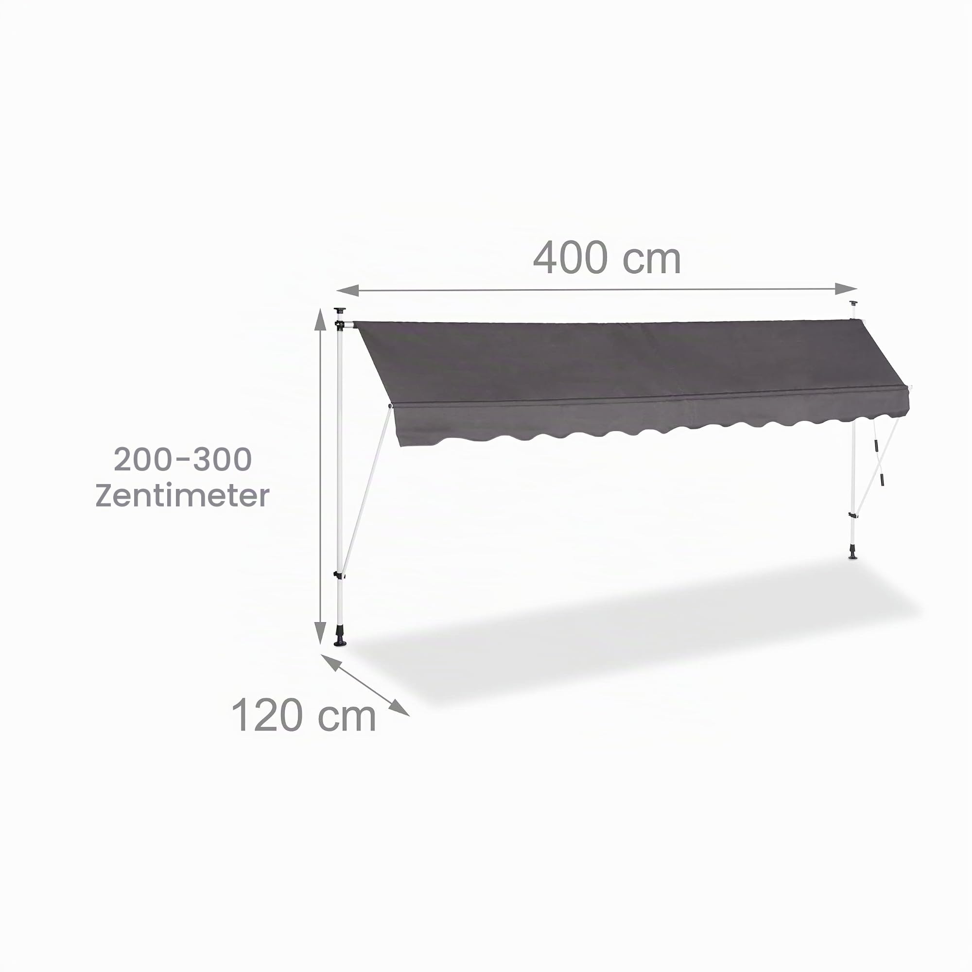 relaxdays-klemmmarkise-balkon-400-cm-breit-polyester-grau-ohne-bohren image 4