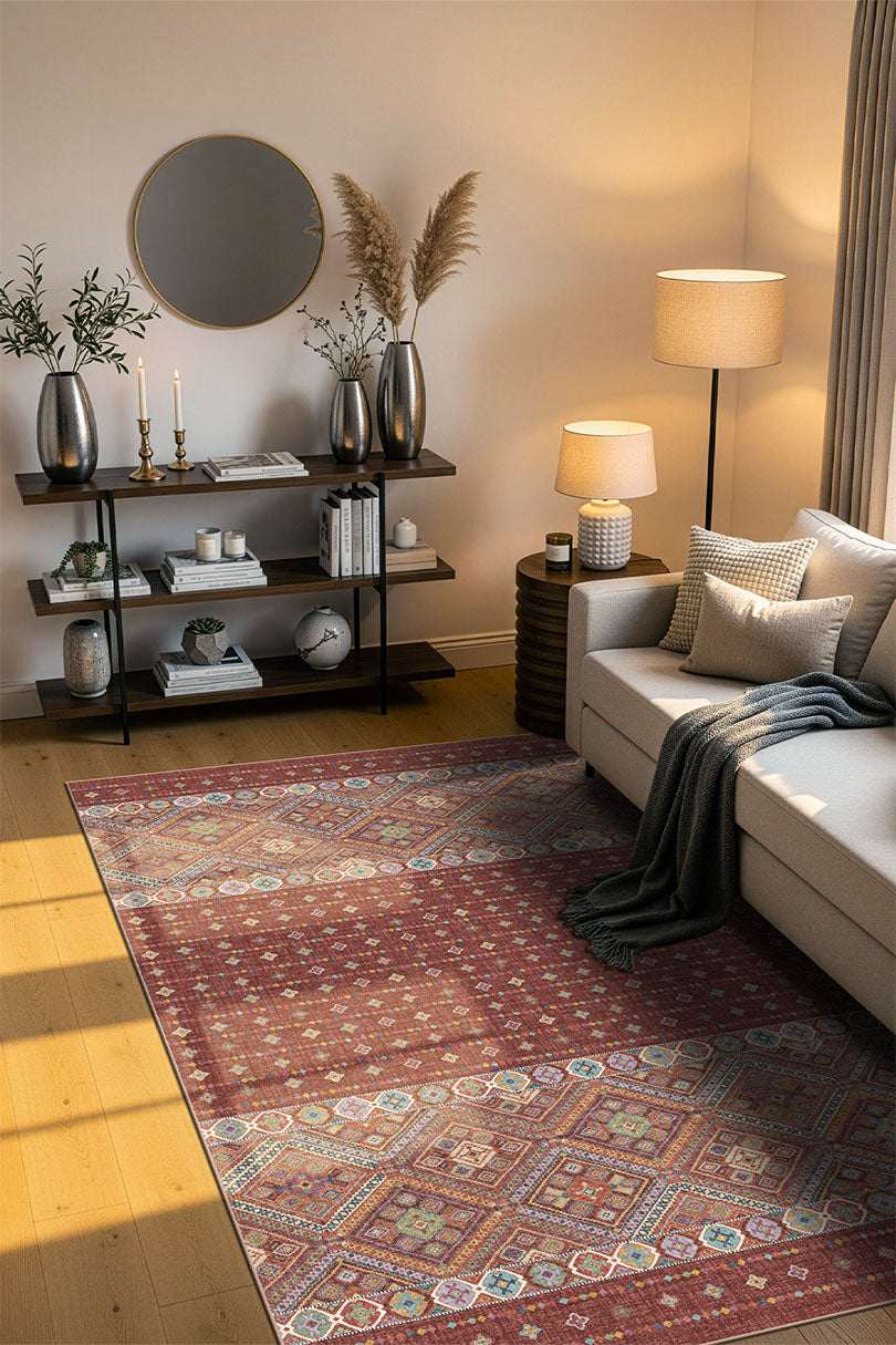 teppana-leila-ziegel-teppich-waschbarer-boho-teppich image 4