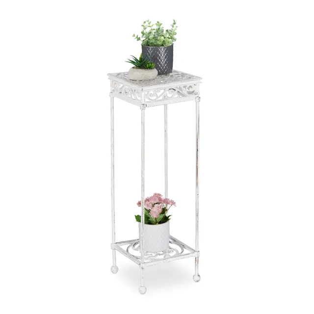relaxdays-blumenhocker-gusseisen-73x24x24-cm-pflanzenst-nder-wei image 1
