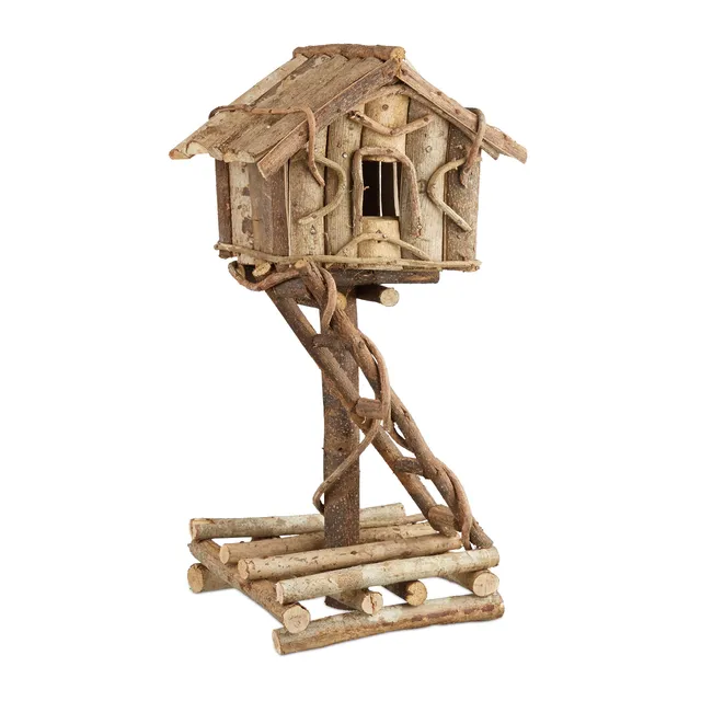 relaxdays-vogelhaus-stehend-auf-st-nder-deko-vogelh-uschen-natur-17-x-21-x-42-cm image 1