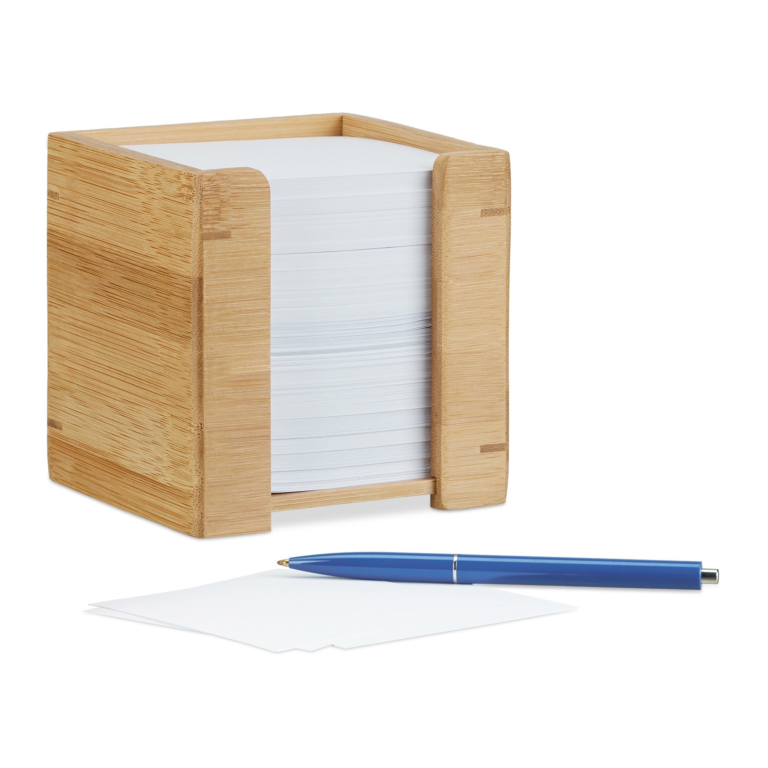 relaxdays-zettelbox-bambus-natur-notizzettelbox-inkl-900-blatt image 1