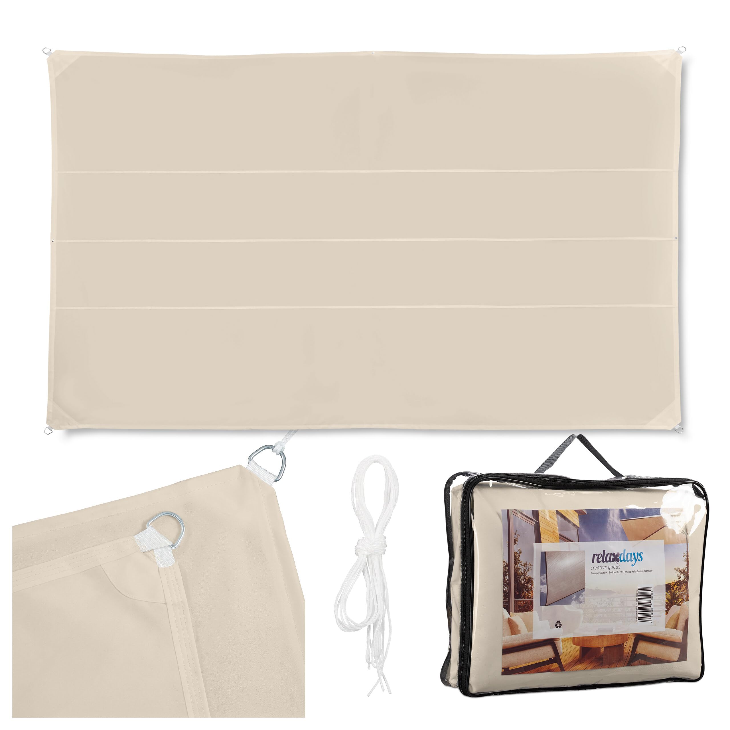 relaxdays-sonnensegel-rechteckig-4-x-6-m-wasserabweisend-beige image 1