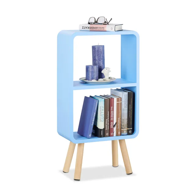 relaxdays-standregal-2-f-cher-mdf-schmal-blau-78x40x20-cm image 1