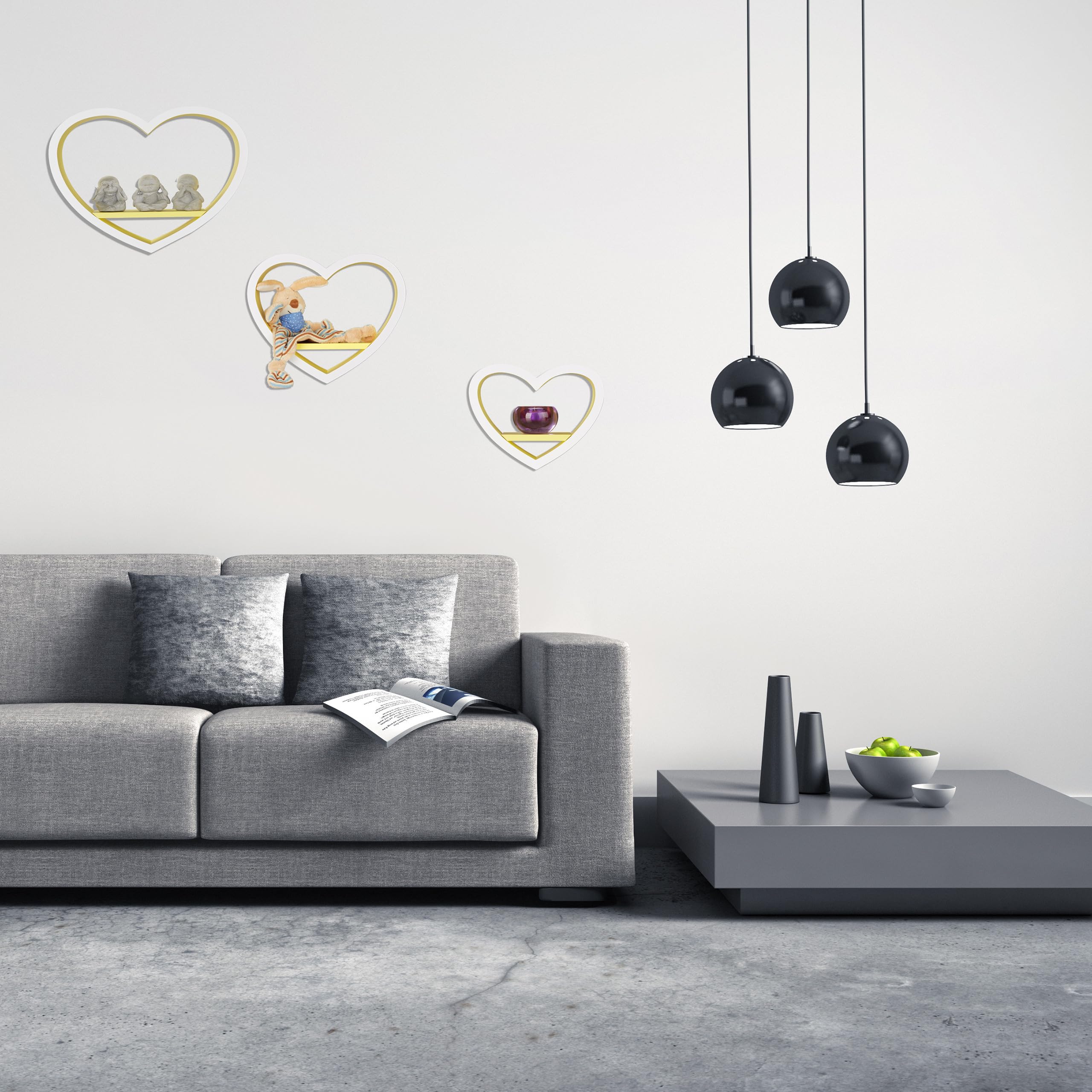 relaxdays-wandregal-herz-3er-set-wei-rot-bis-6kg-10x40x33cm image 2